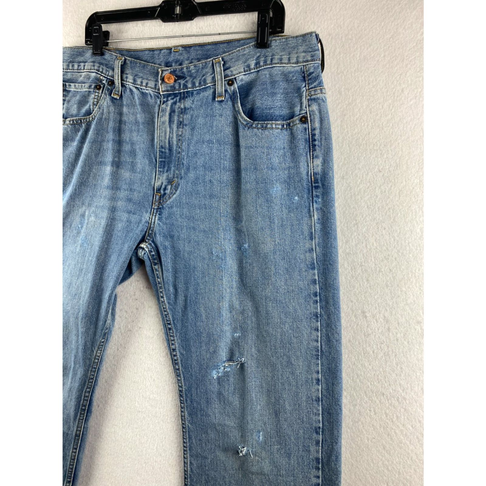 Levi's Levi's 569 Jeans Mens 36 x 30 Blue Distressed Straight Regular Baggy Mid Rise Denim 5-Pocket Modern Adults Mens Size US 36 / EU 52 - 6 Thumbnail