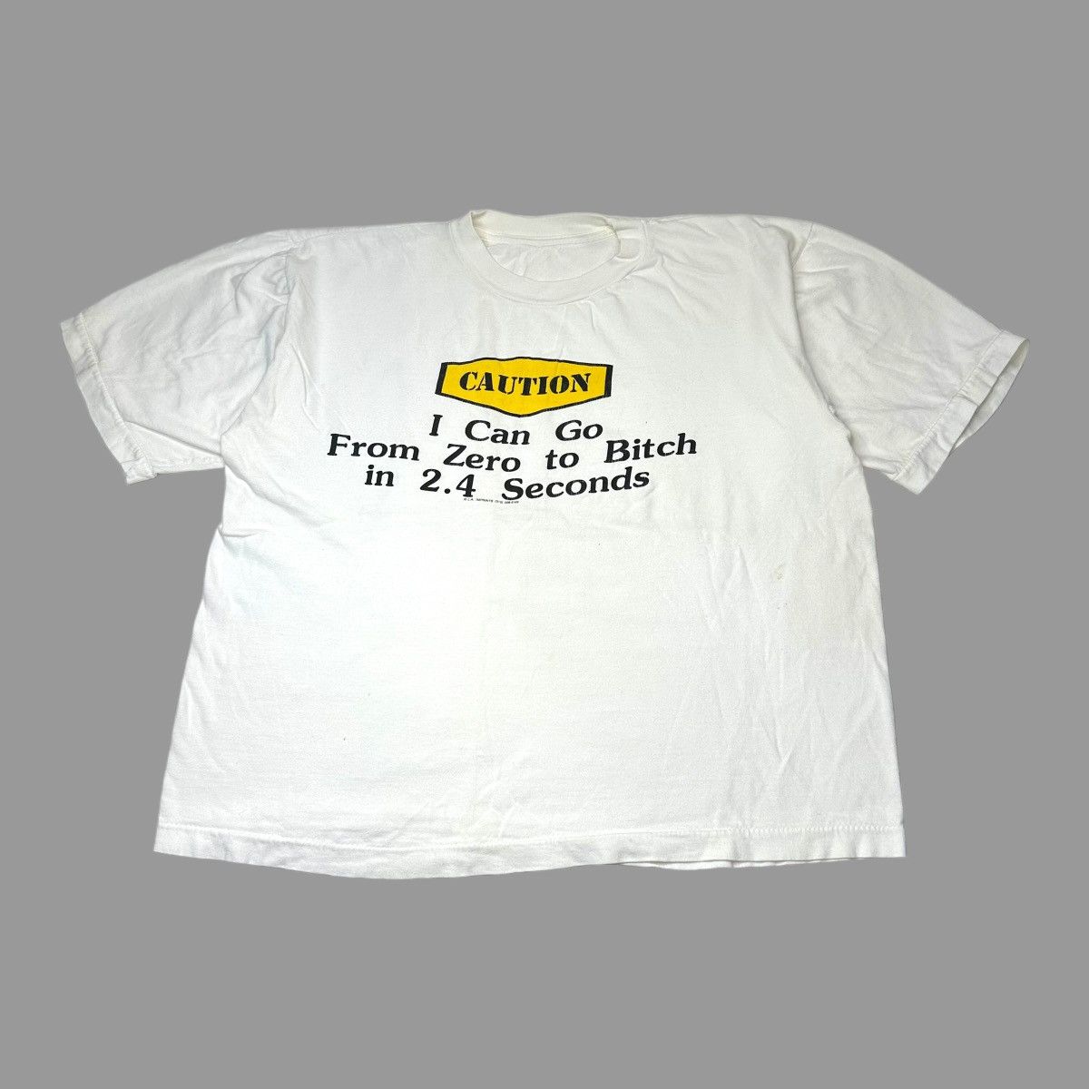 Vintage Vintage 1990s caution tshirt Size US L / EU 52-54 / 3 - 1 Thumbnail