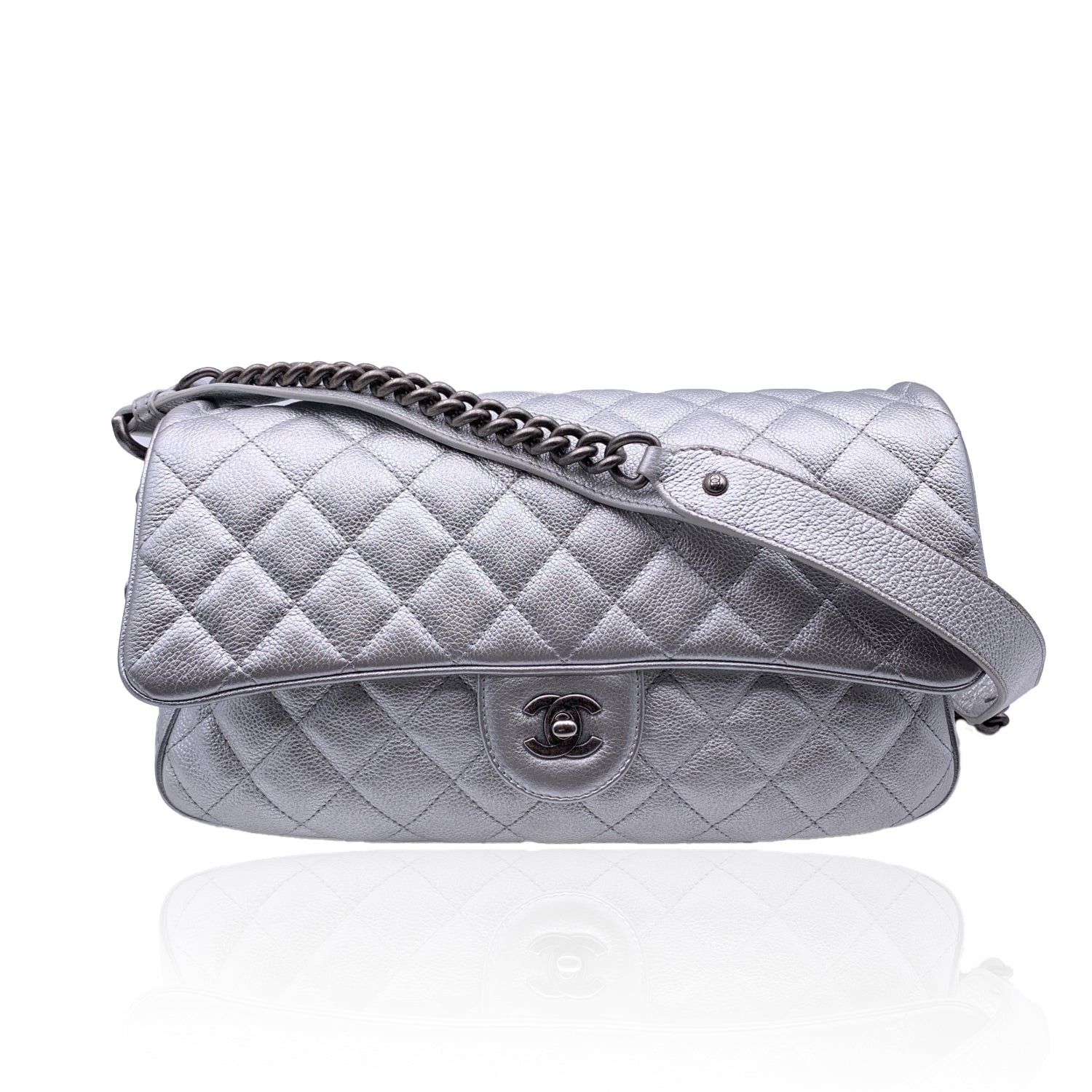 image of Chanel Chanel Shoulder Bag Easy Flap in Silver, Women's
