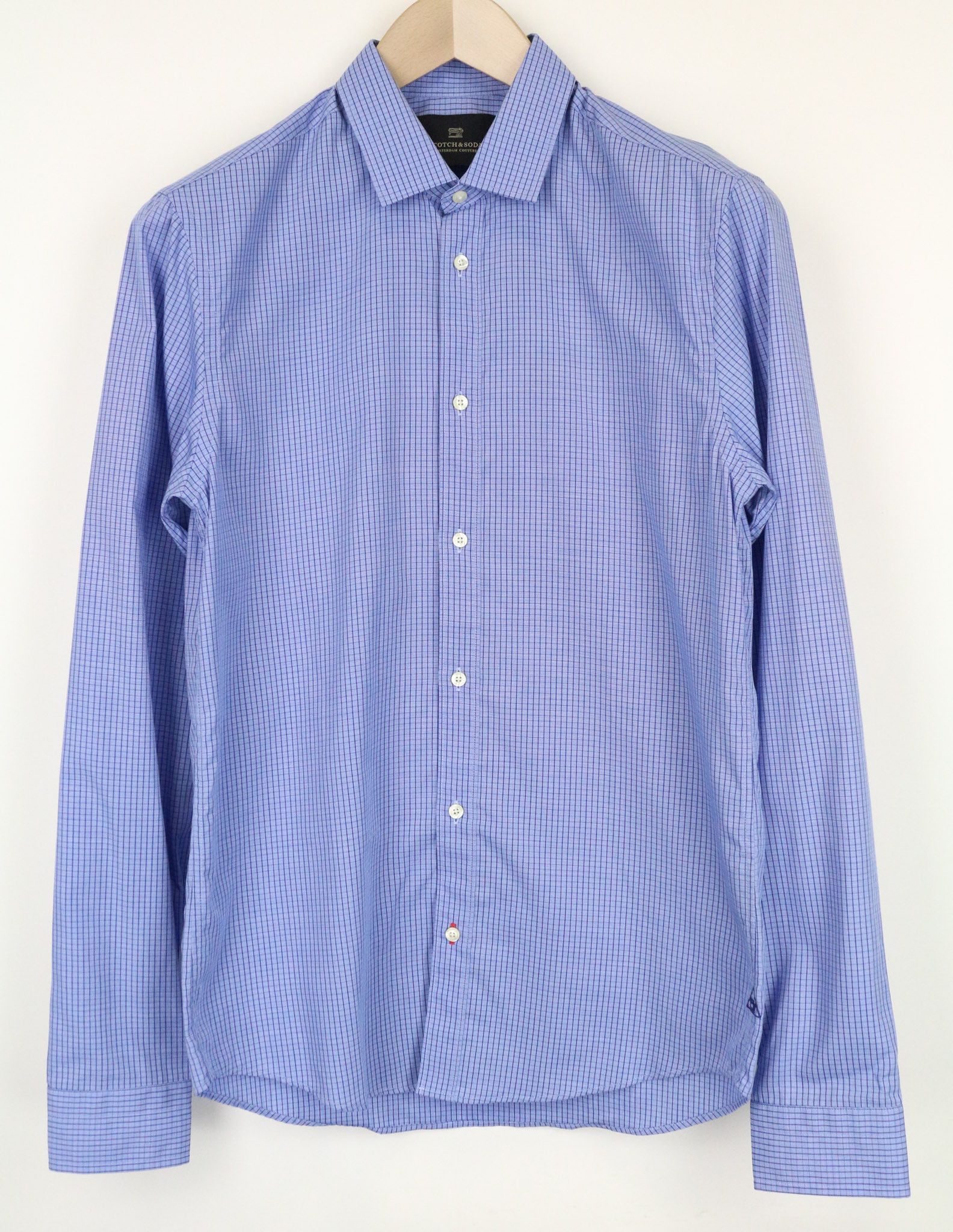 Scotch & Soda S Blue Checked Cotton Button Up Shirt 74624 Size US S / EU 44-46 / 1 - 1 Thumbnail