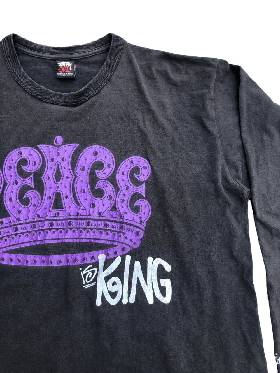 Stussy Vintage Y2K Stussy Peace Is King Long Sleeve Tee Sunfaded Size US XL / EU 56 / 4 - 3 Thumbnail