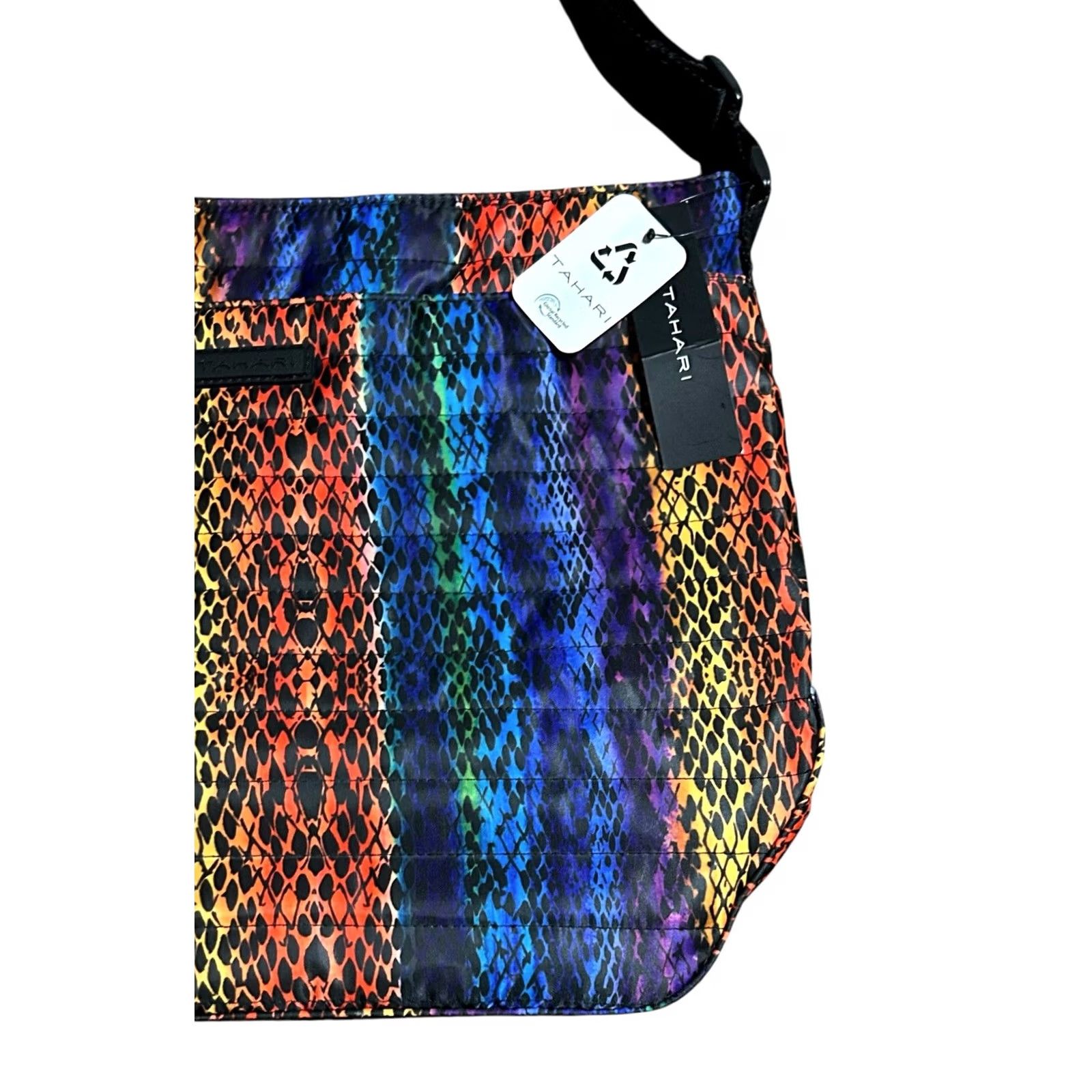 Vintage NWT Tahari Quilted Rainbow Snakeskin Print Recycled Shoulder Handbag Purse Women Size ONE SIZE - 2 Thumbnail