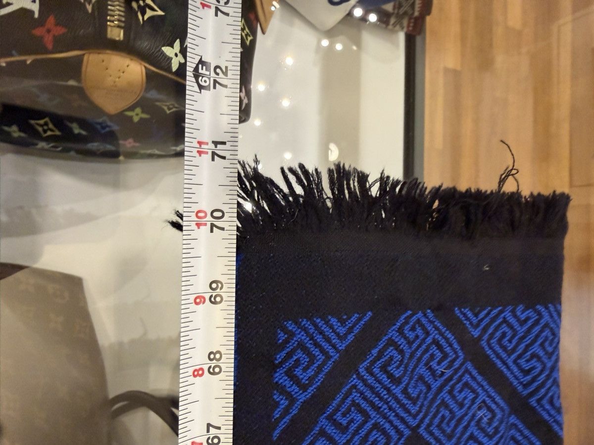 Versace Versace Medusa Greek Key Wool Scarf - Blue Black Size ONE SIZE - 4 Thumbnail