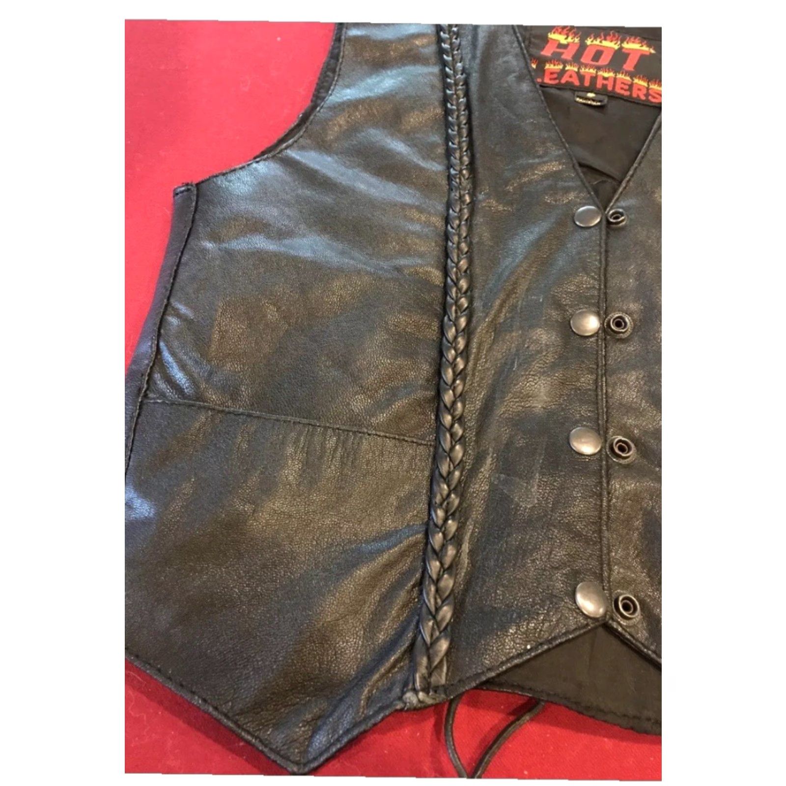 Harley Davidson VINTAGE Harley Davidson BLACK Laced Leather Vest HEART Wings PATCH Waistcoat Biker Women Size S / US 4 / IT 40 - 7 Thumbnail