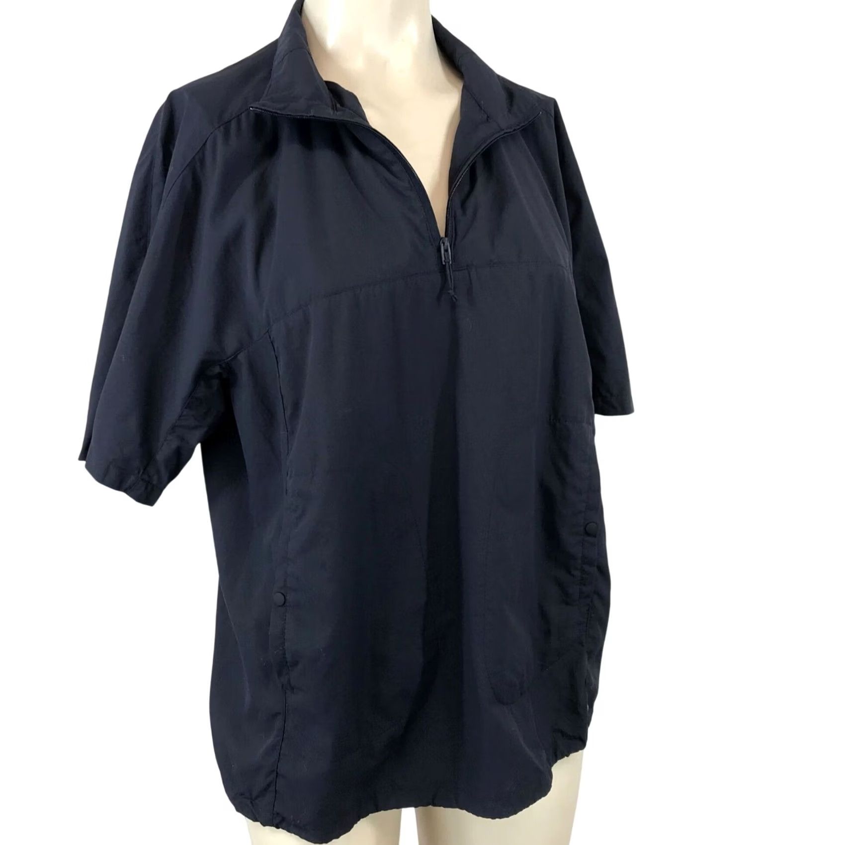 Mountain Hardwear MOUNTAIN HARDWEAR Women L Navy Short Sleeve 1/4 Zip Nylon Pull-Over Top Size L / US 10 / IT 46 - 2 Thumbnail