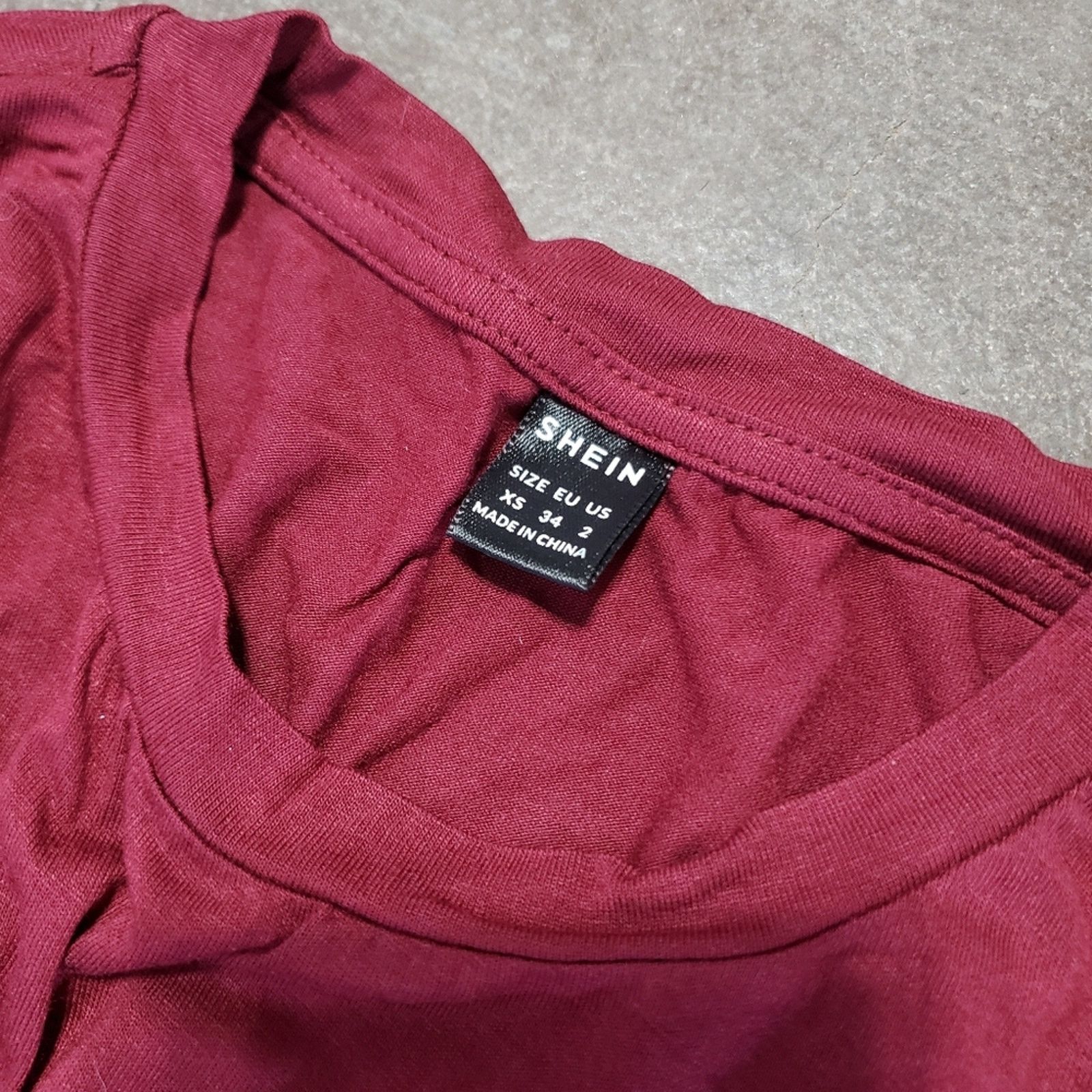 Shein Burgundy | SHEIN | Side Tied Cropped Long Sleeve Size XS / US 0-2 / IT 36-38 - 3 Thumbnail