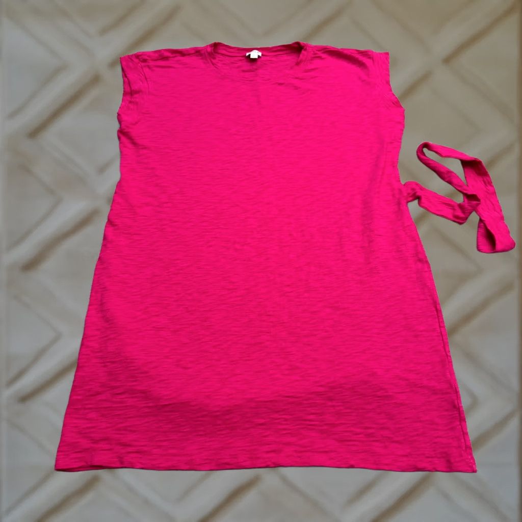 J.Crew J.CREW T-Shirt Womens XL Pink Tie-Waist Cap Sleeve Crew Tee Tunic Cotton Slub Knit Solid Short Sleeve Casual Vintage: No But not include? Size XL / US 12-14 / IT 48-50 - 1 Thumbnail