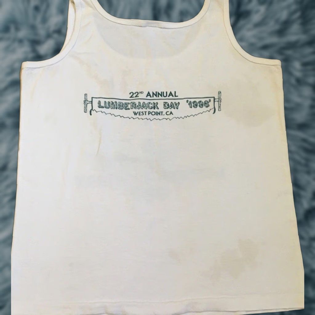 Lumberjack VINTAGE 90s Lumberjack Day Faded Distress Tank Top XS White Harley Davidson Graphic Tee Punk Grunge Biker 80s 70s USA Mens XS Tank Top Size US XS / EU 42 / 0 - 1 Thumbnail