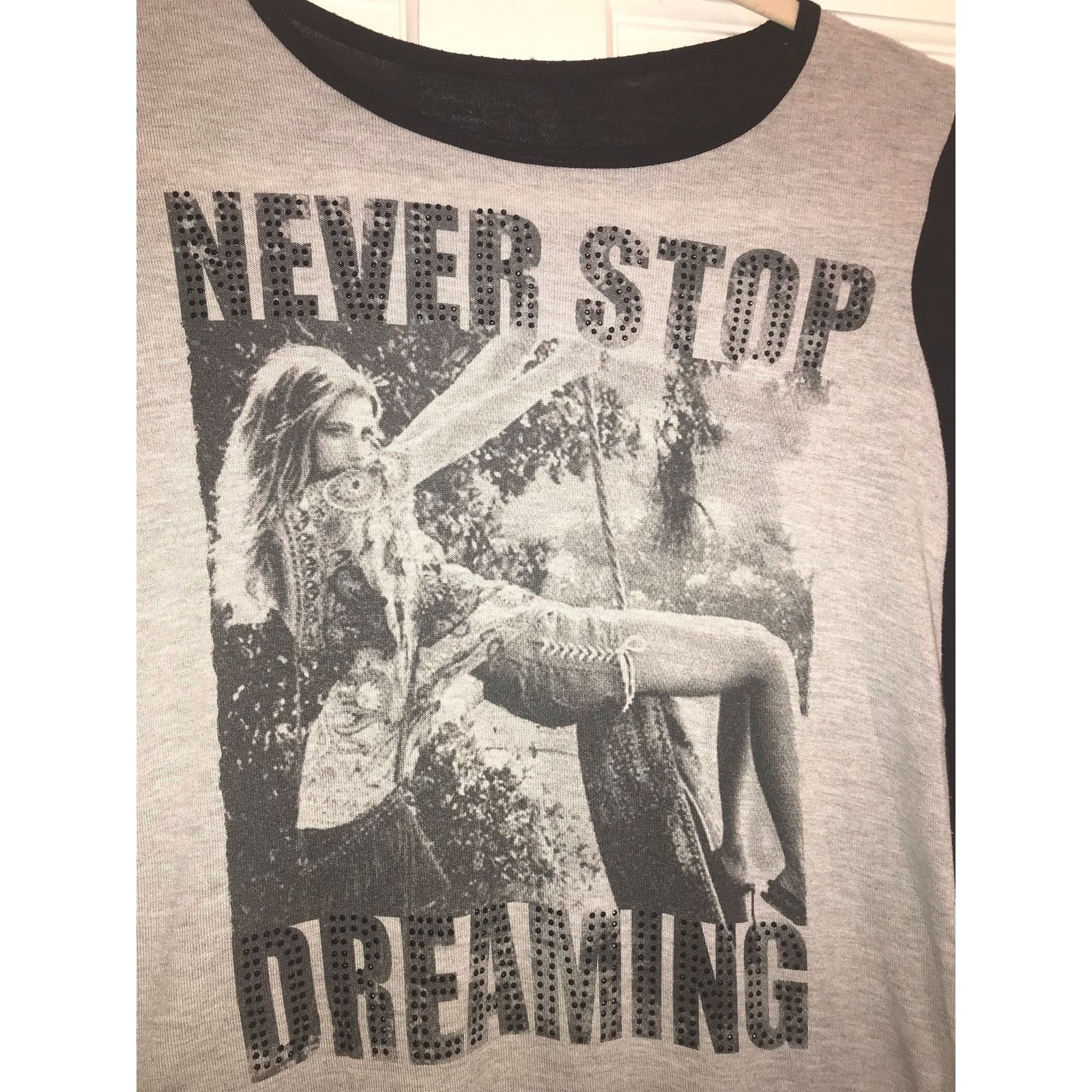 Bebe 2B BEBE Embellished Baseball T-Shirt Women’s M Black & Gray Size M / US 6-8 / IT 42-44 - 3 Thumbnail