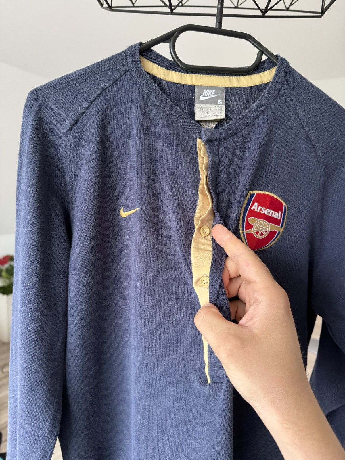 Nike × Vintage Y2K Arsenal London Longsleeve Knit Polo Style Nike Blokecore Size US S / EU 44-46 / 1 - 8 Thumbnail