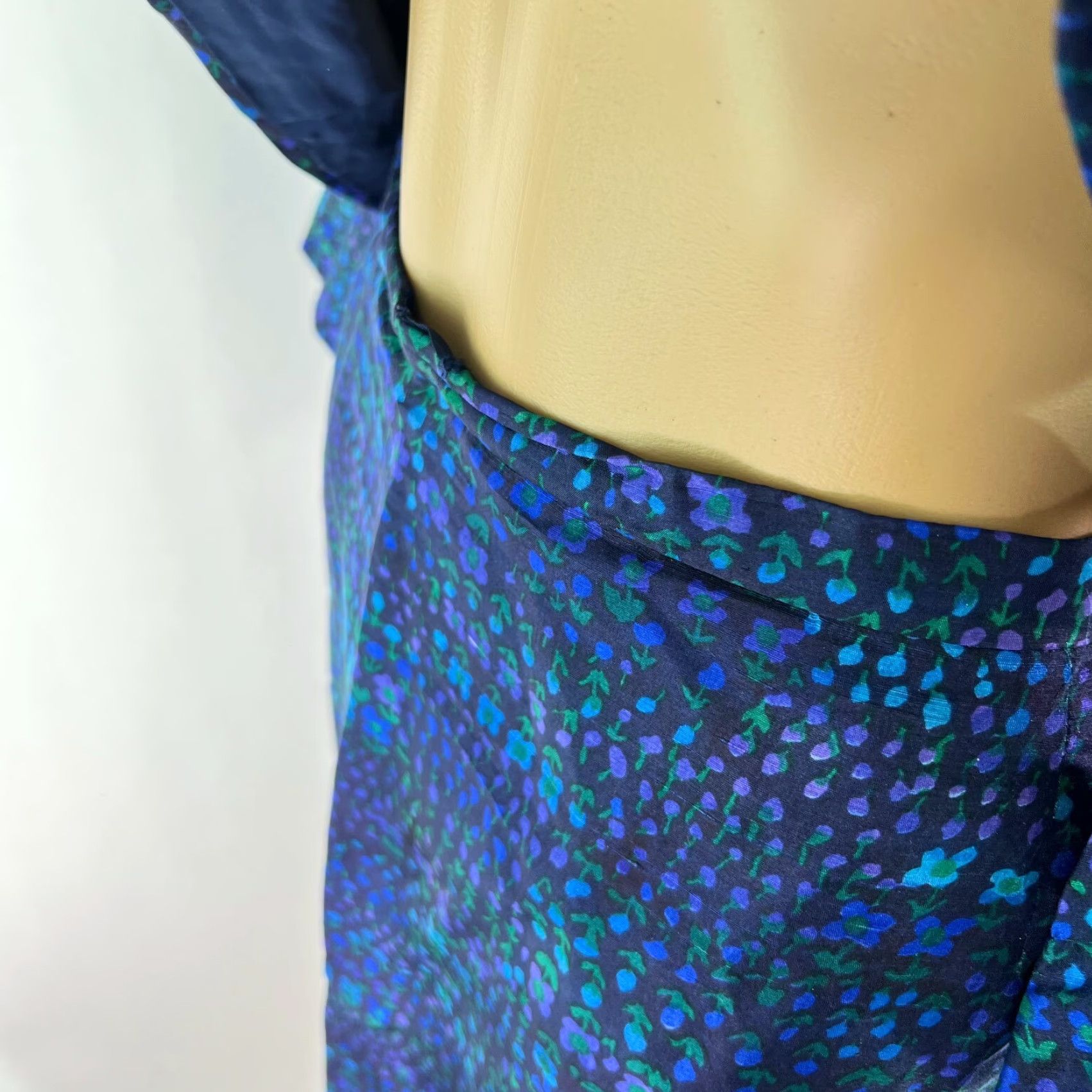 Vintage Renie Seide Women Floral Blue Suit Skirt Set 46 Casual Fall Spring Summer Winter Size 32" / US 10 / IT 46 - 7 Thumbnail