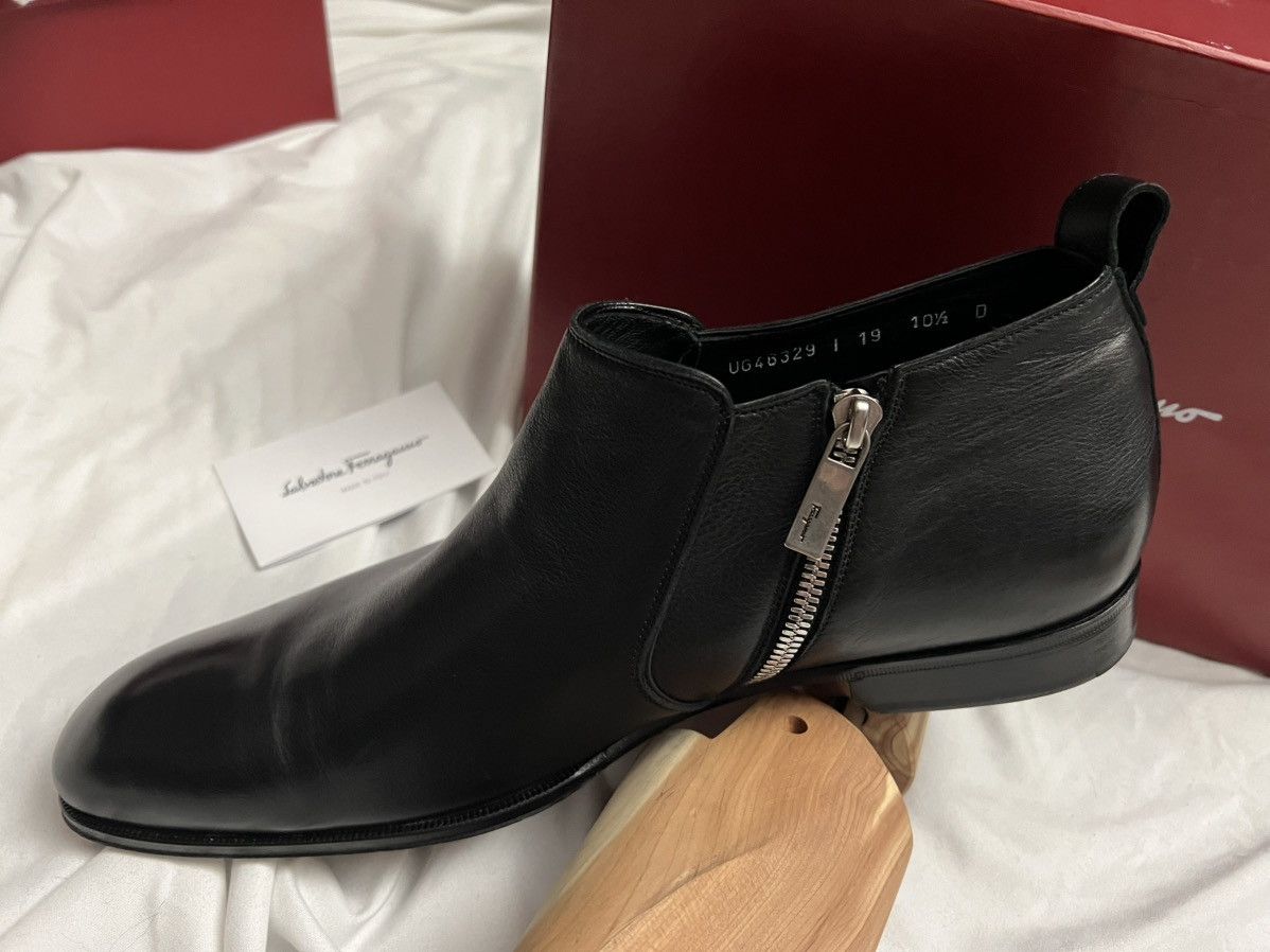 Salvatore Ferragamo LINK NERO CALF ALL LEATHER ANKLE BOOT Size US 10.5 / EU 43-44 - 11 Thumbnail