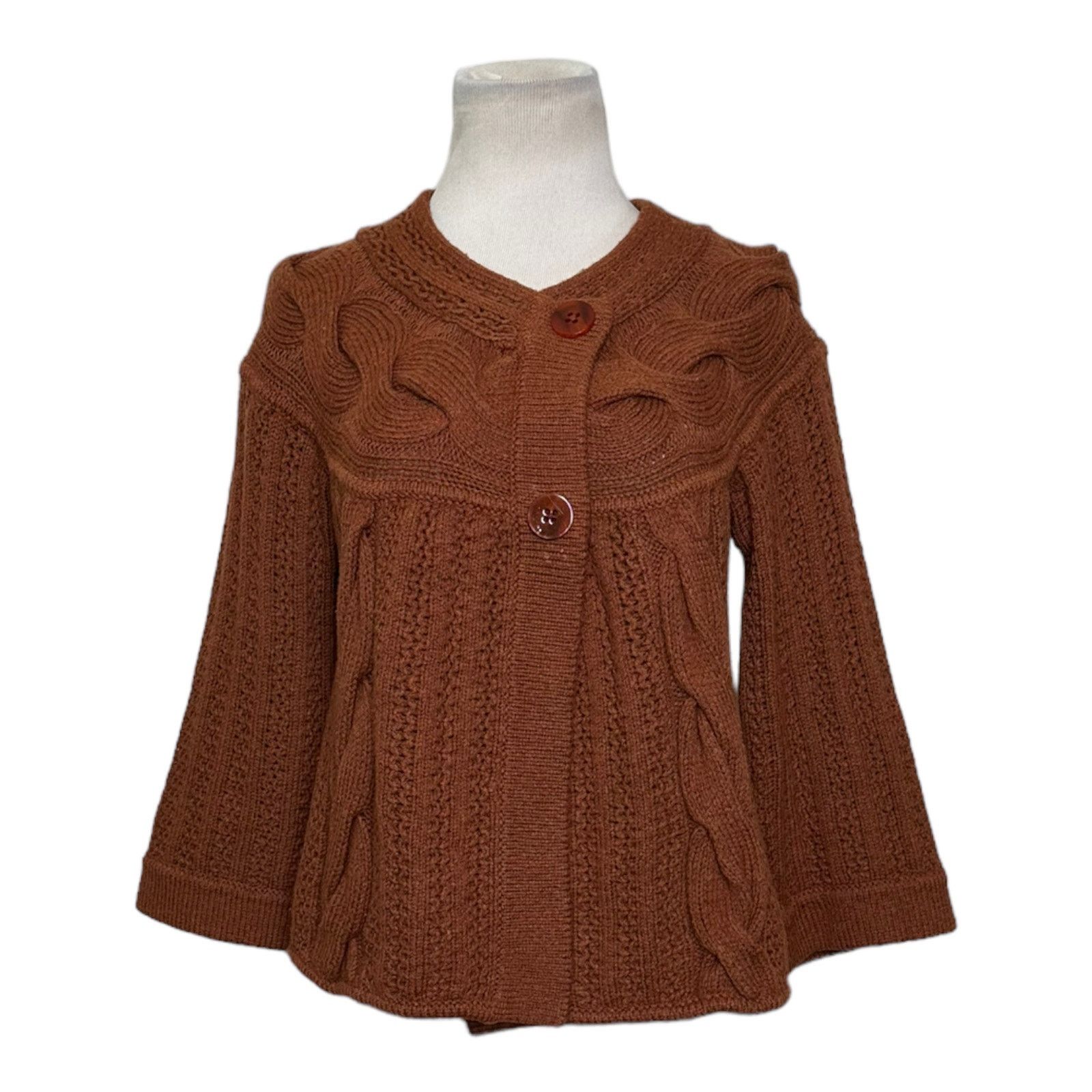 Escada Escada brown 3/4 sleeves buttoned cardigan size Small Size S / US 4 / IT 40 - 1 Thumbnail