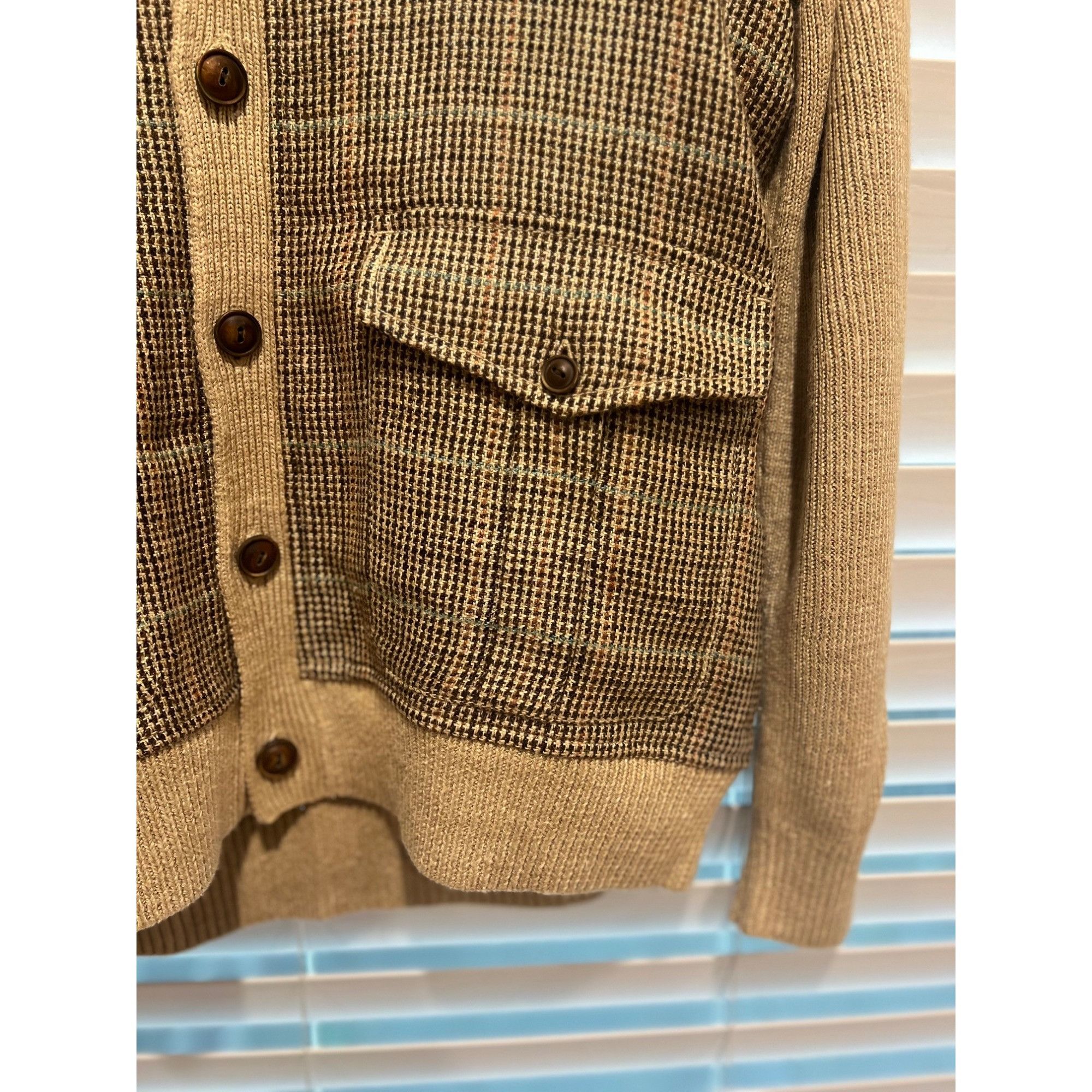 Ralph Lauren RALPH LAUREN MEN'S GLEN PLAID PANELED LINEN-SILK CARDIGAN - Size US L / EU 52-54 / 3 - 6 Thumbnail