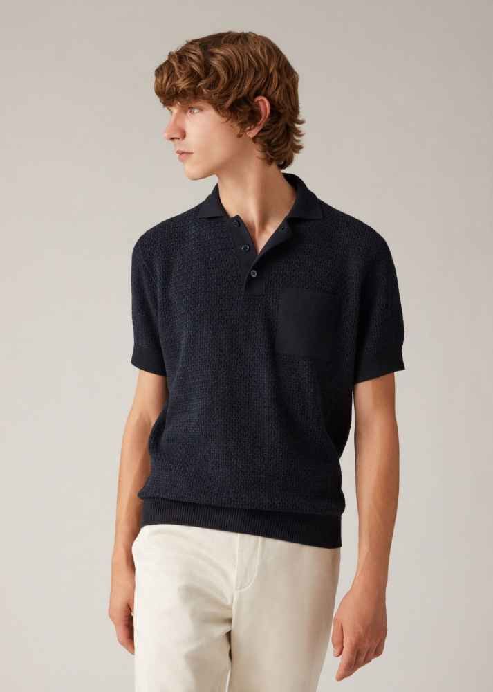 image of Loro Piana O1Loc1C0124 Polo Shirt In Blue, Men's (Size Medium)