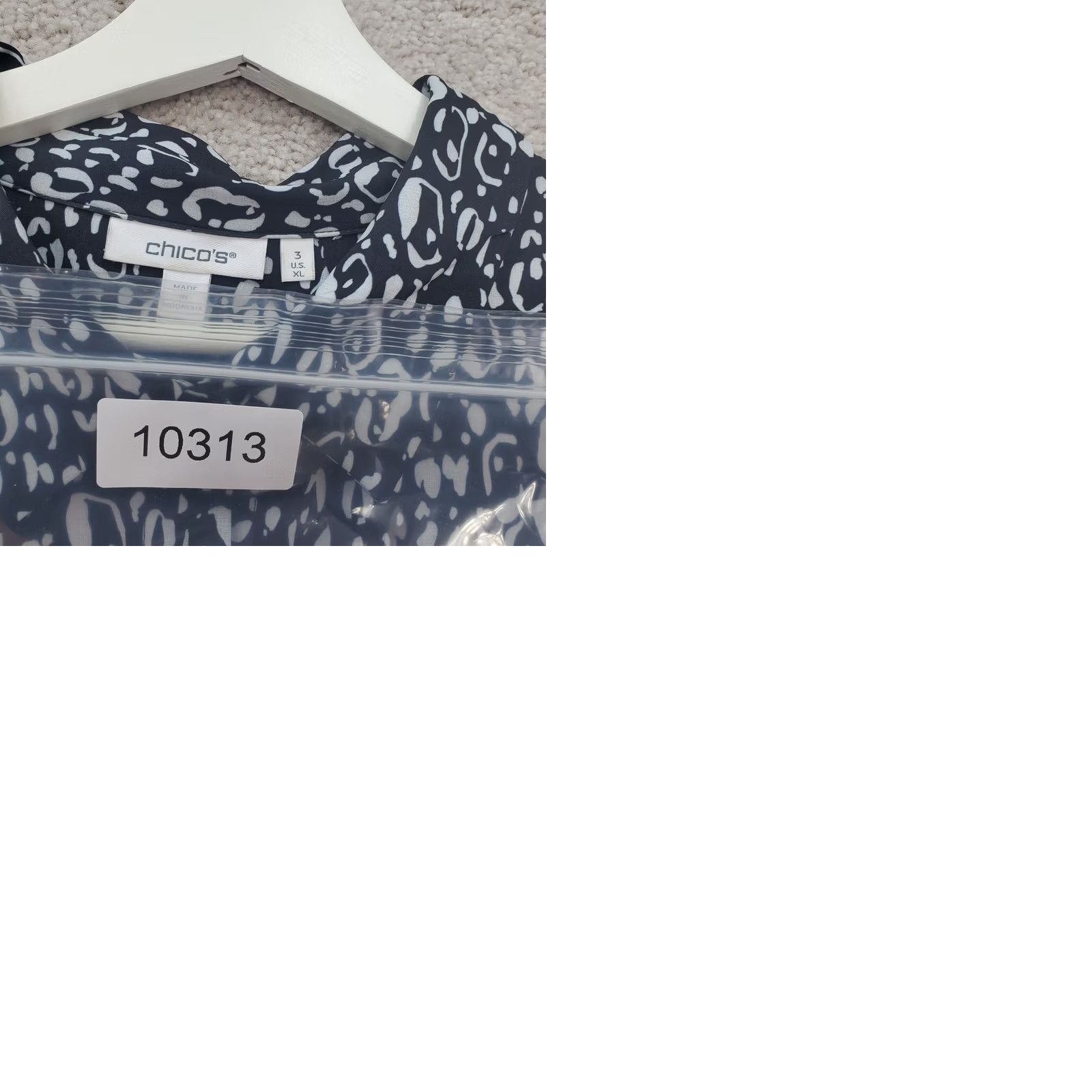 Vintage Chico's Shift Dress Women's XL Blue White Patterned Button Front Drawcord Hem Size XL / US 12-14 / IT 48-50 - 9 Thumbnail