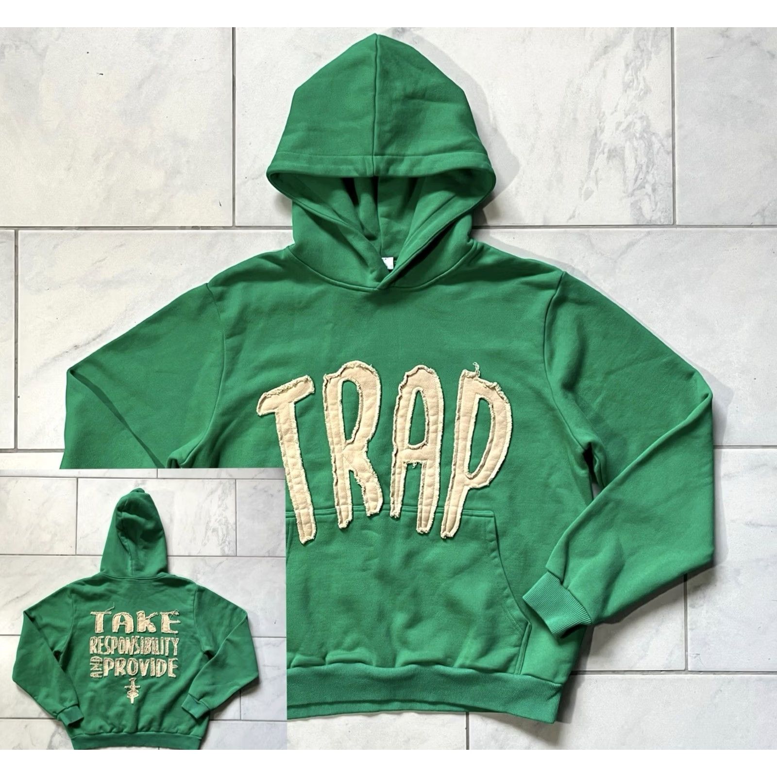 Vintage TRAP Hoodie Sweatshirt Small Men Pullover Green Logo Vintage: No Size US S / EU 44-46 / 1 - 2 Thumbnail