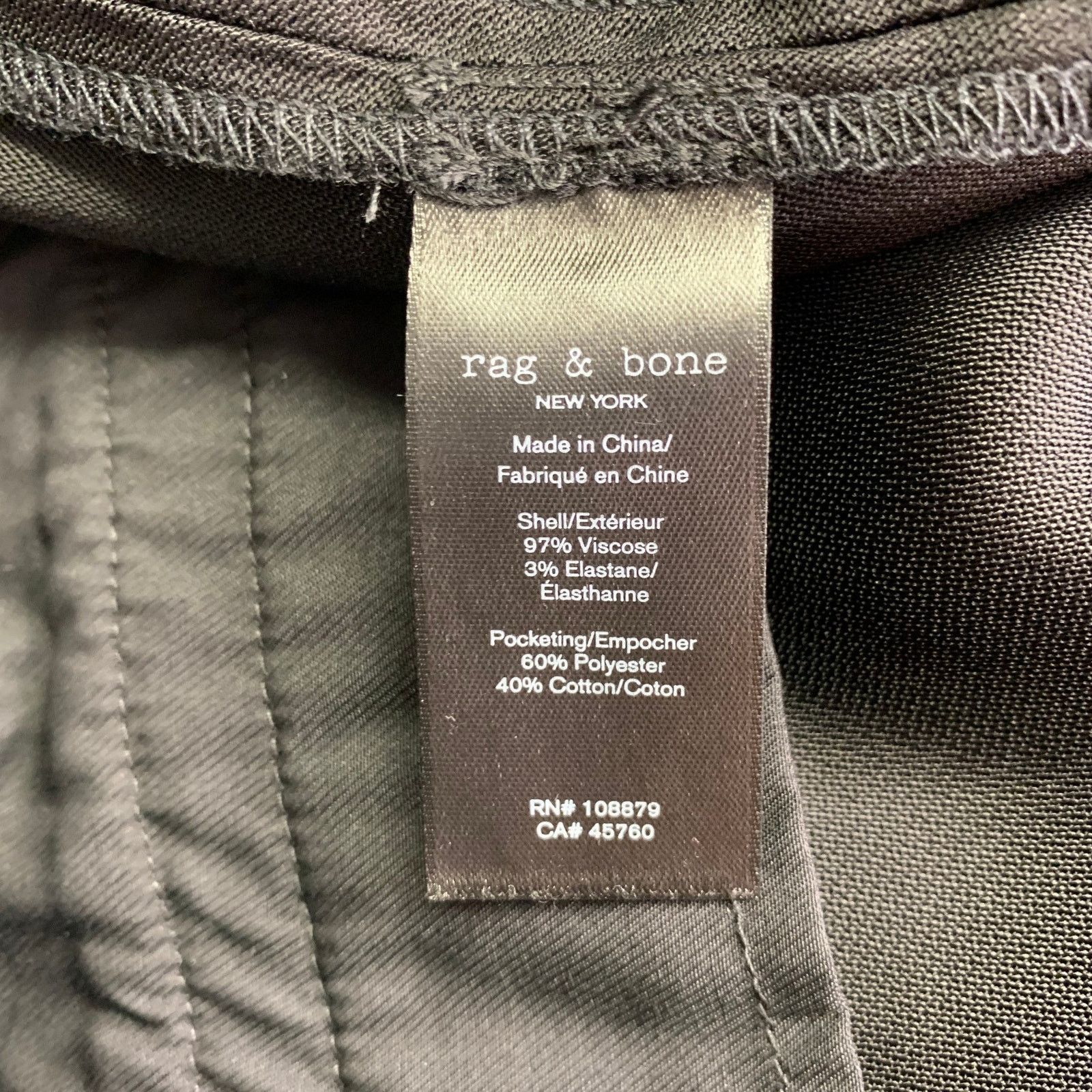 Rag & Bone Size 8 Donna Black Viscose Blend Straight Dress Pants Size 30" / US 8 / IT 44 - 4 Thumbnail