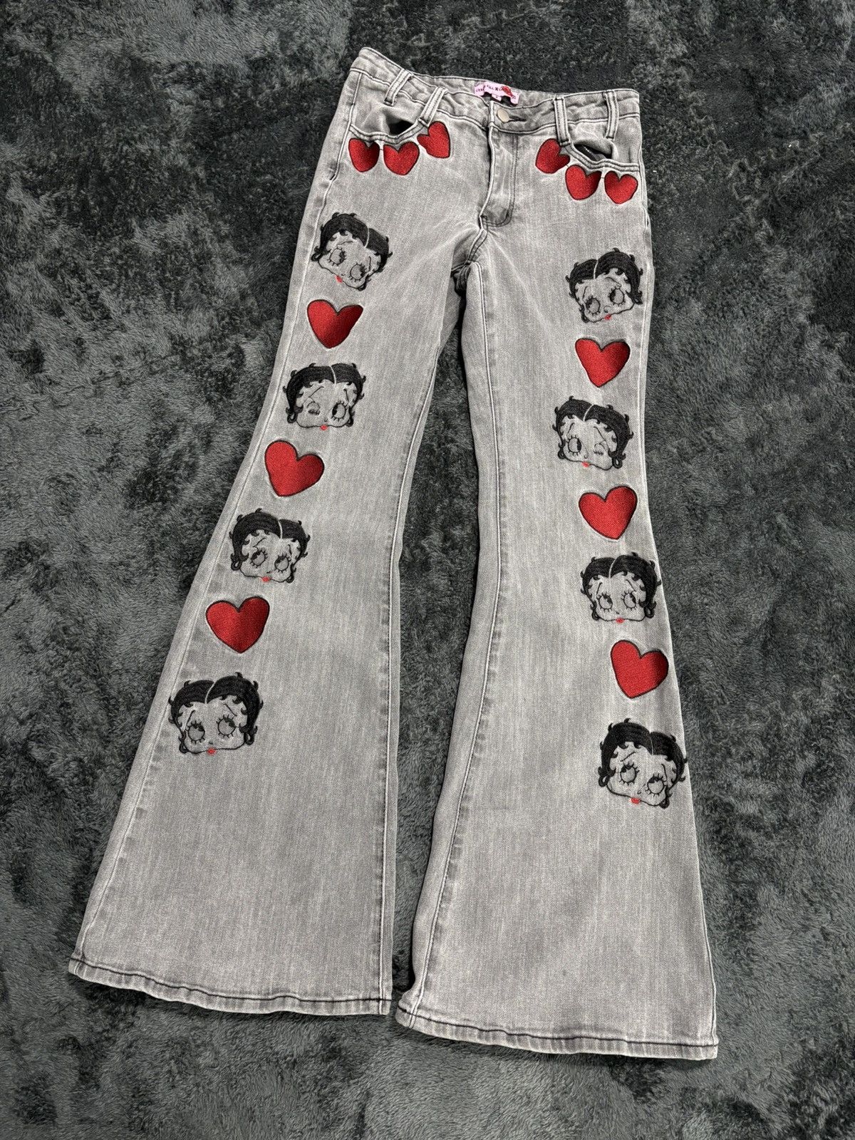 Miss Sixty Dolls Kill Betty Boop Y2K Wide Flared Fit Jeans Size 27" / US 4 / IT 40 - 1 Thumbnail