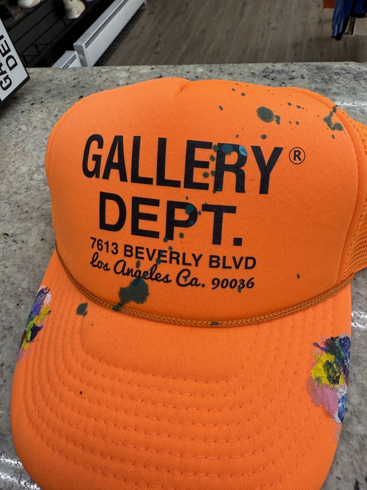 Gallery Dept. Gallery Dept Orange Paint Splatter Trucker Hat Size ONE SIZE - 2 Thumbnail