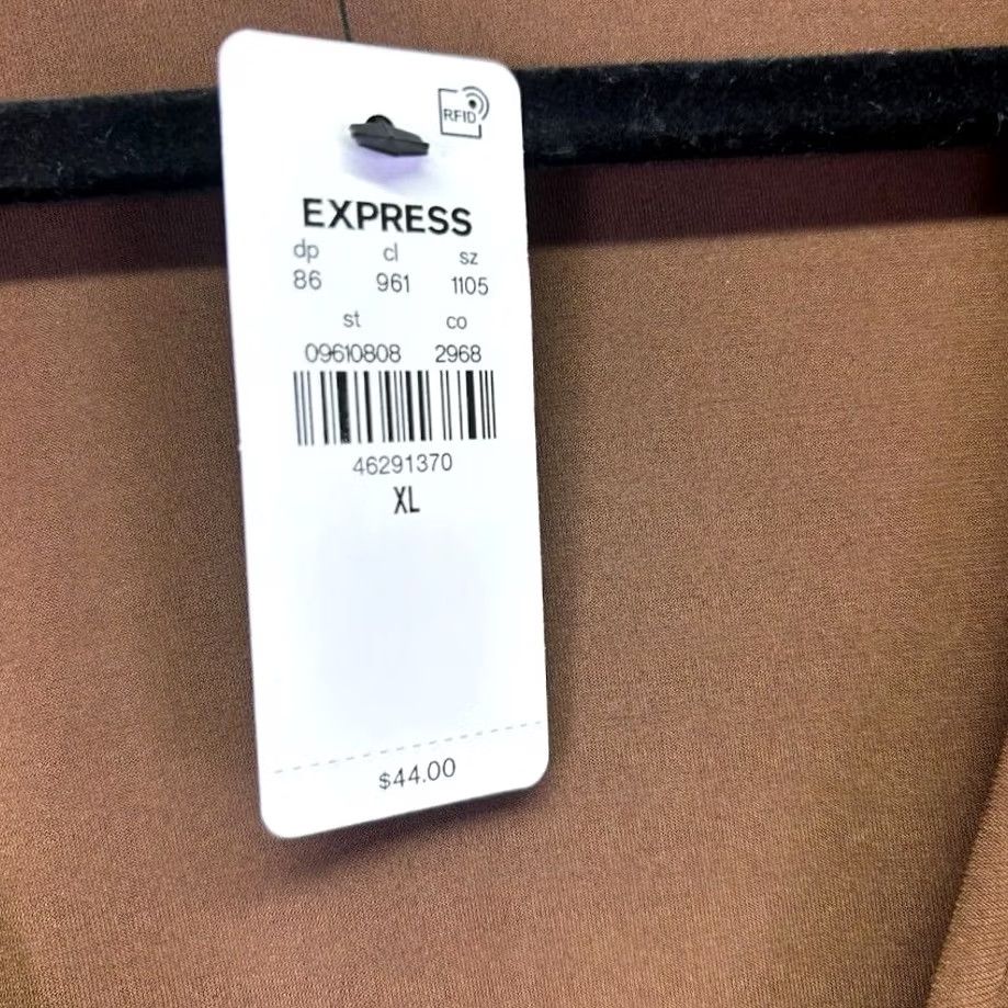 Express Express Blouse Shirt Womens XL Brown V-Neck Long Sleeve Pleated Shoulder Top Size XL / US 12-14 / IT 48-50 - 6 Thumbnail
