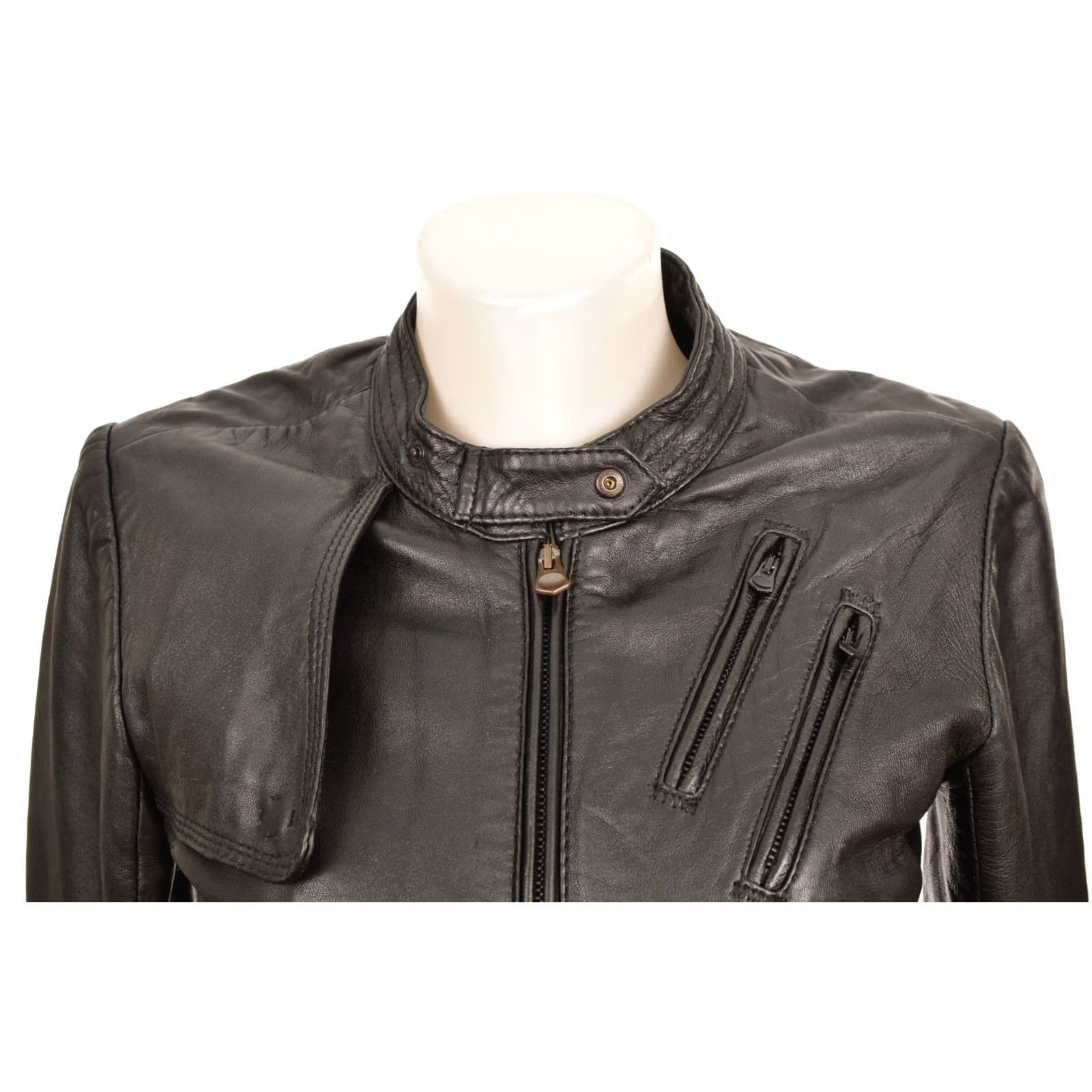 G-Star G-Star Raw CL Midnight Short Biker Leather Jacket XS Women - DDP, Black, Leather, Biker, Size XS, Vintage? Size 26" / US 2 / IT 38 - 2 Thumbnail