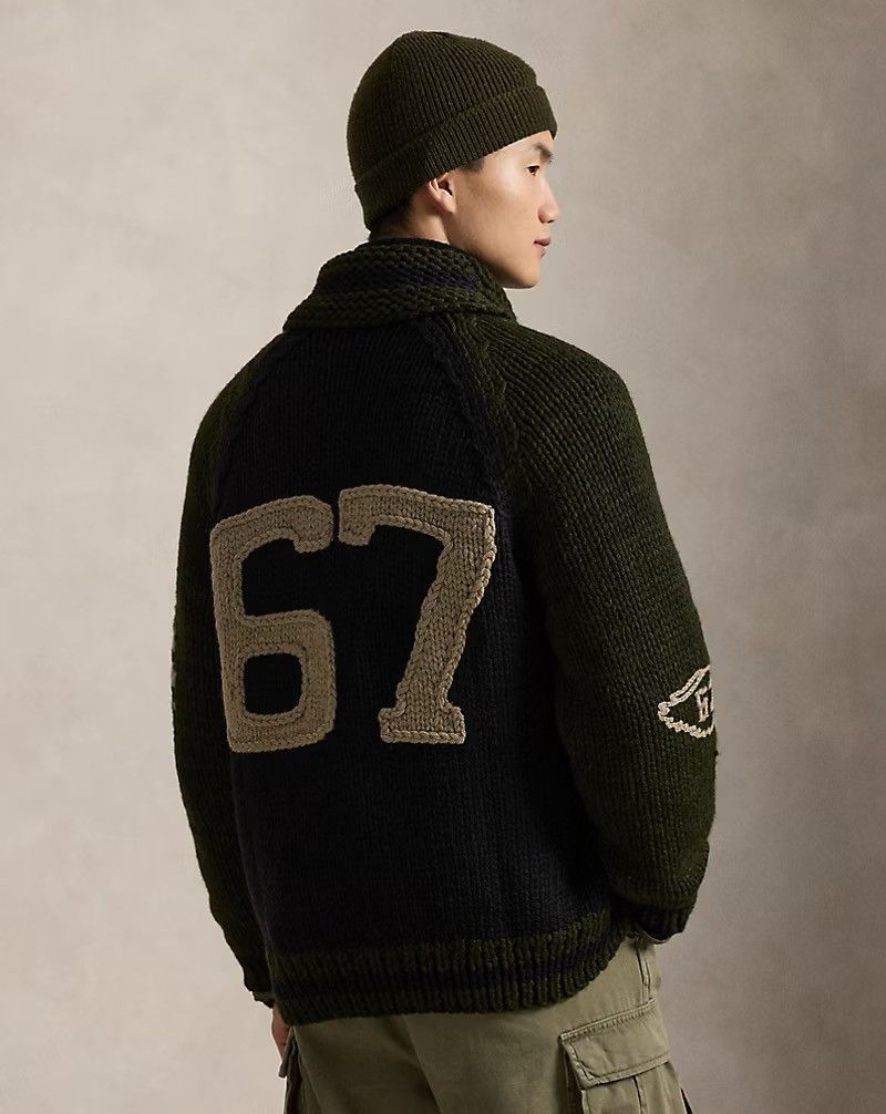 Polo Ralph Lauren POLO RALPH LAUREN Wool Shawl-Collar XL Cardigan Black Olive Size US XL / EU 56 / 4 - 5 Thumbnail