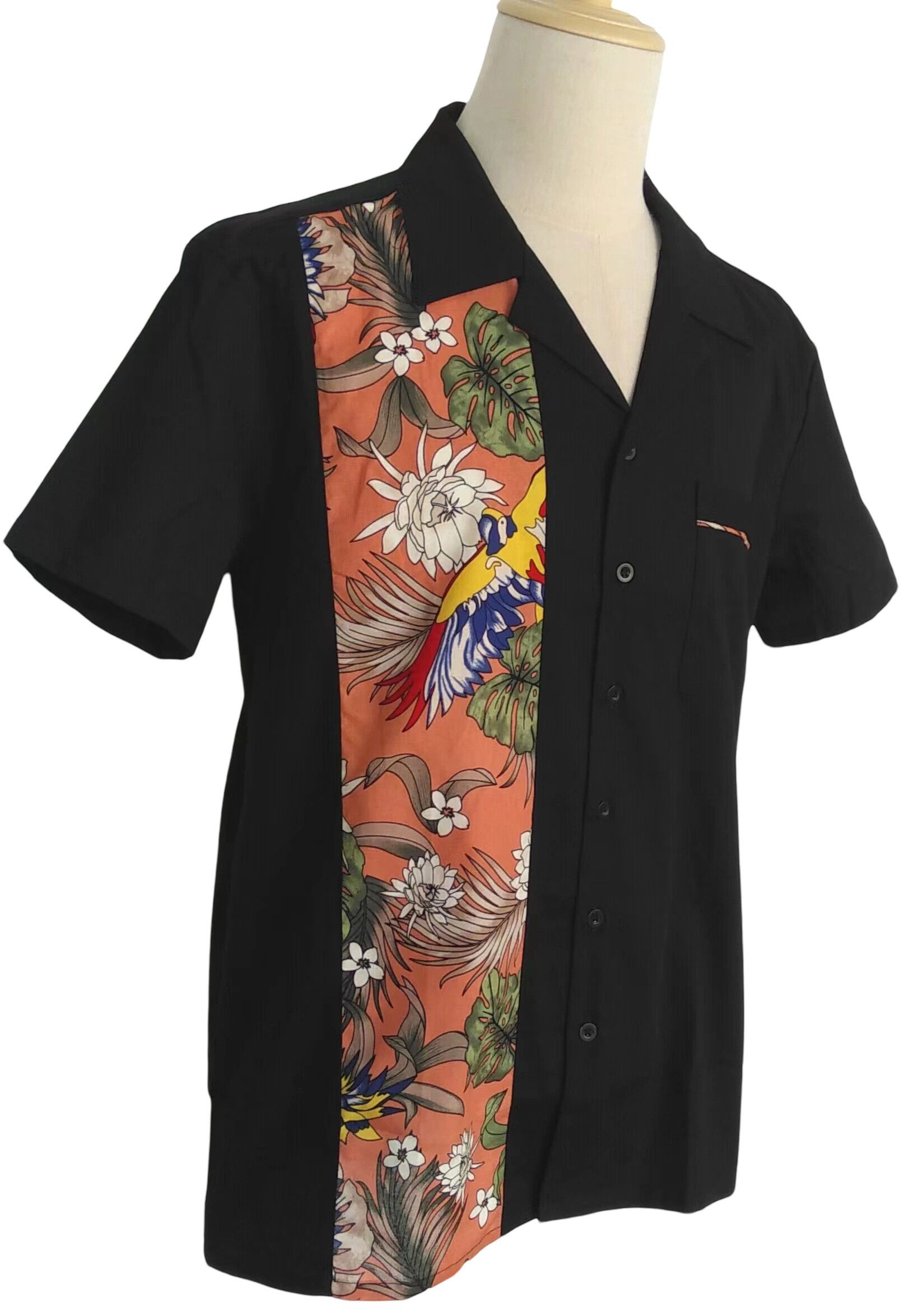 Other Pocket Black Men Shirts Contrast Birds Pattern Size US XL / EU 56 / 4 - 2 Thumbnail