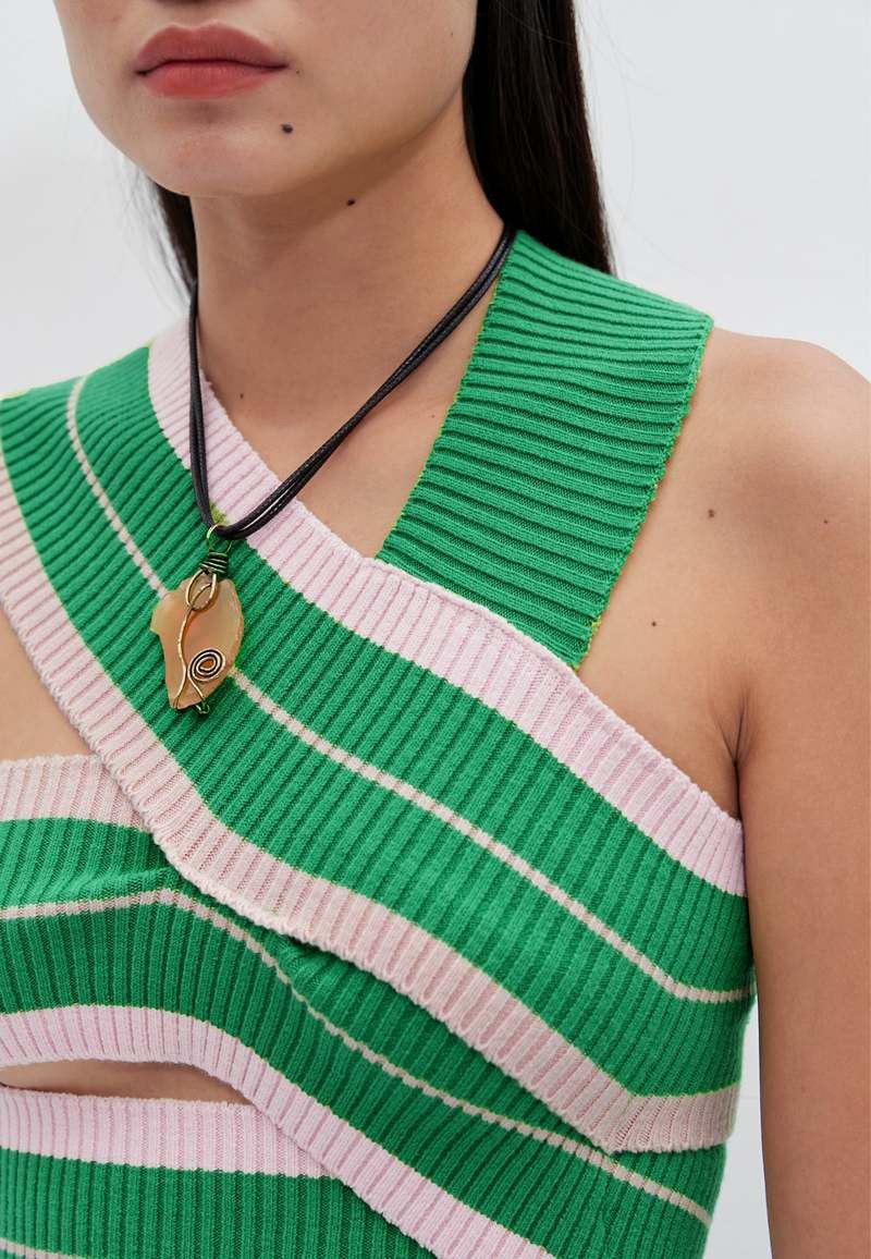 Andersson Bell o1mle1224 Sasha Rib Bandage Top in Green/White Size L / US 10 / IT 46 - 4 Thumbnail