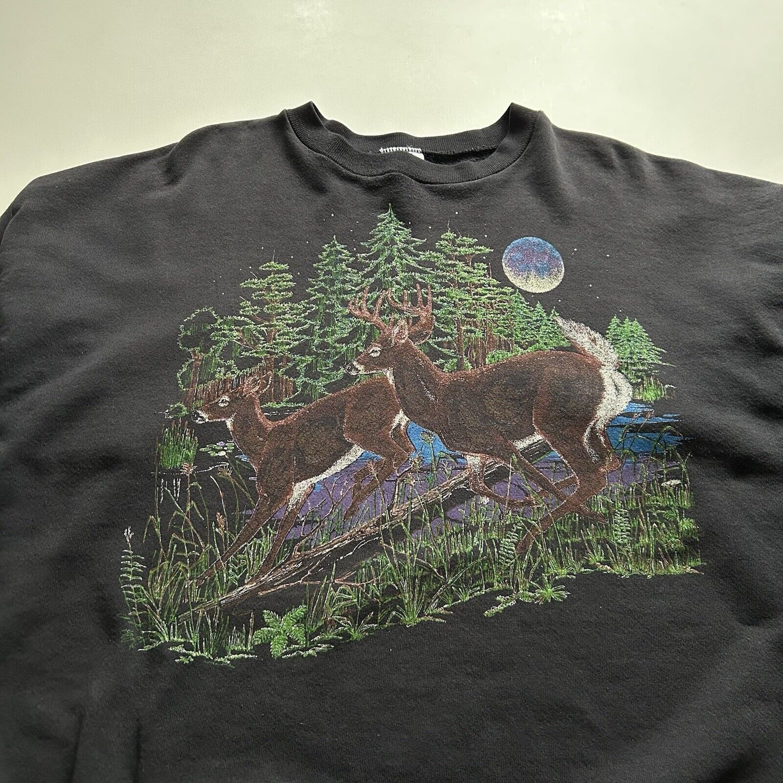 Tultex Vintage 90s Deer Nature Animal Art Crewneck 2XL Faded Black Size US XXL / EU 58 / 5 - 2 Thumbnail
