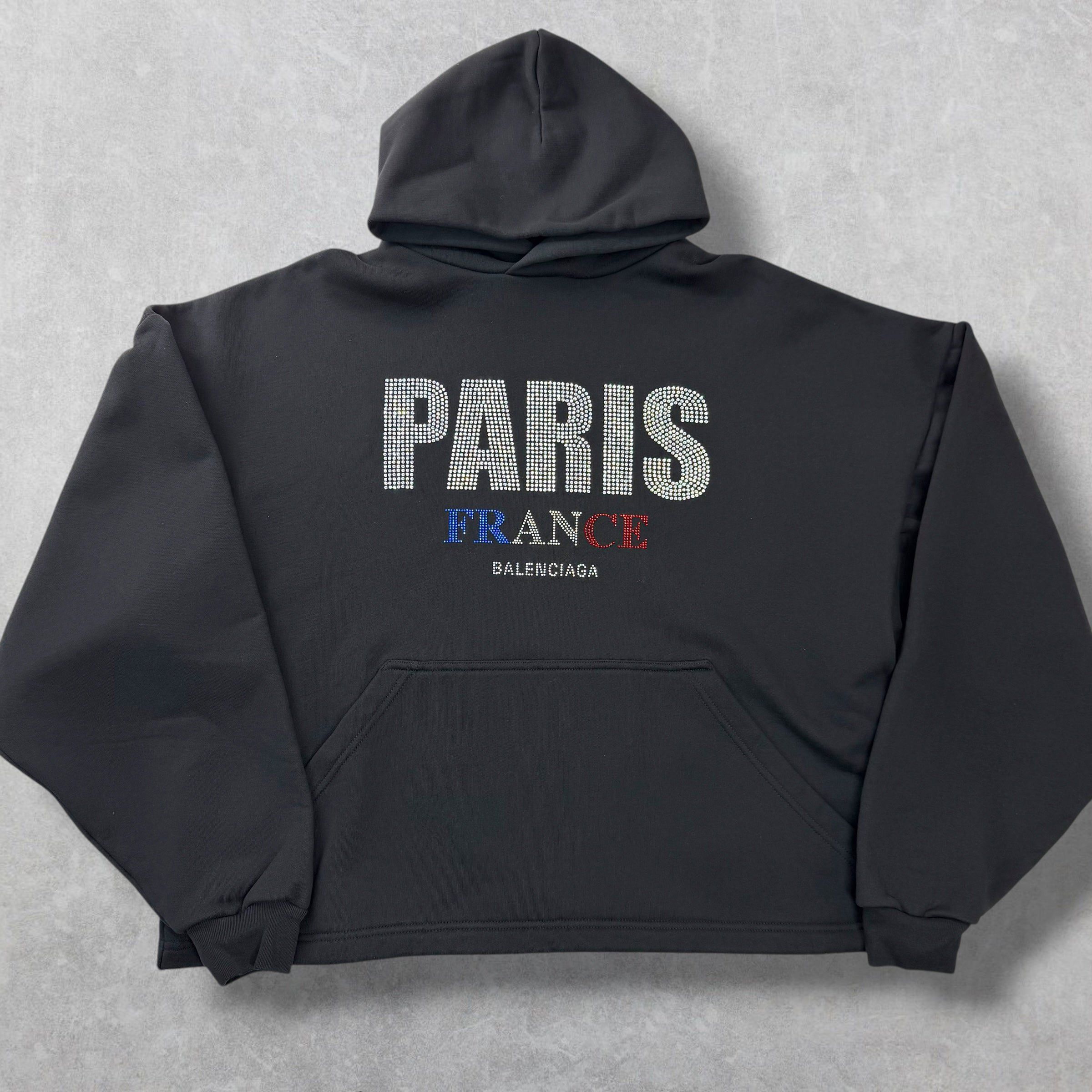 Balenciaga Balenciaga Paris Strass Cropped Hoodie 1 (L) Size US L / EU 52-54 / 3 - 1 Thumbnail