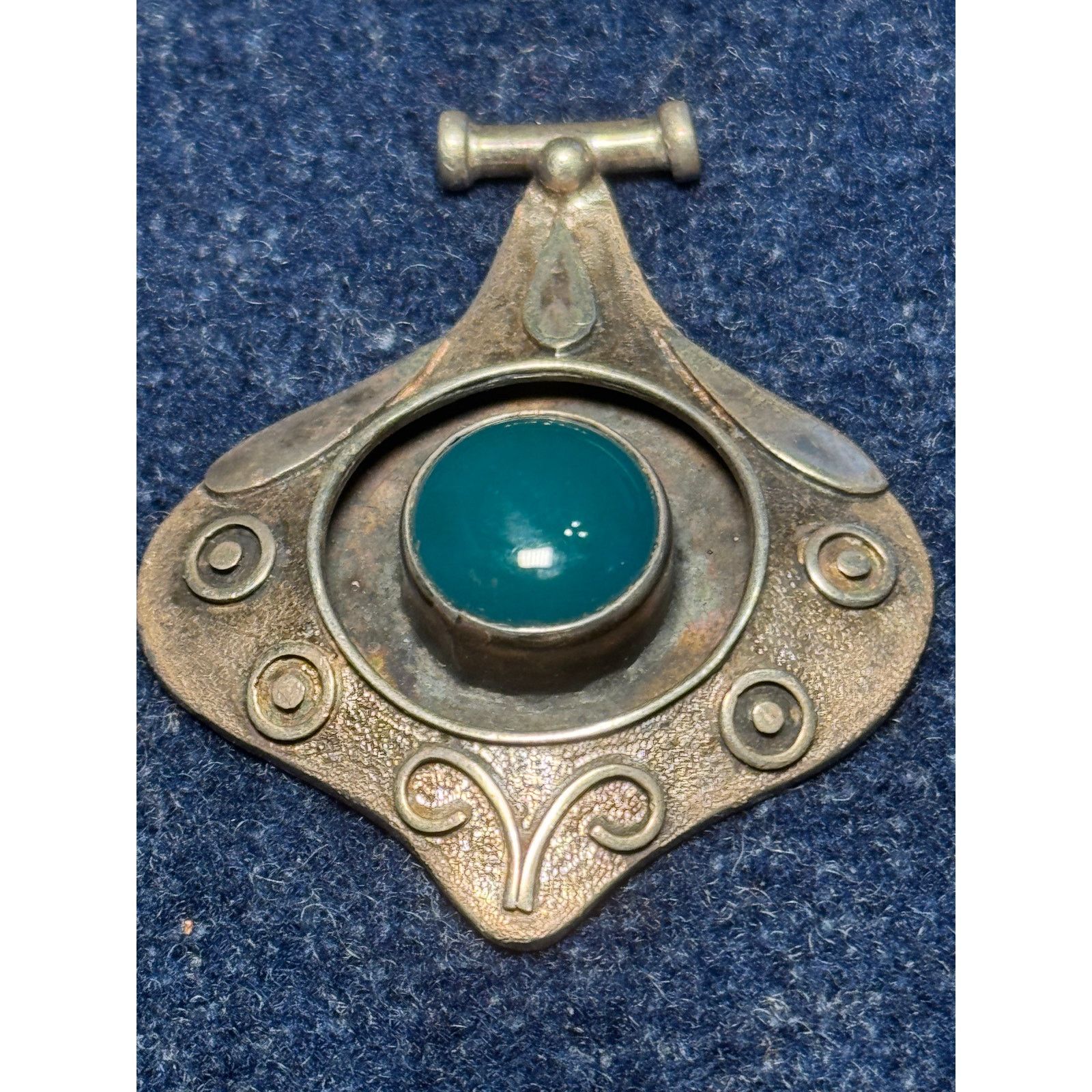 Other 925 Silver Vintage Art Nouveau Jade Cabachon Pendant 19g Size ONE SIZE - 5 Thumbnail