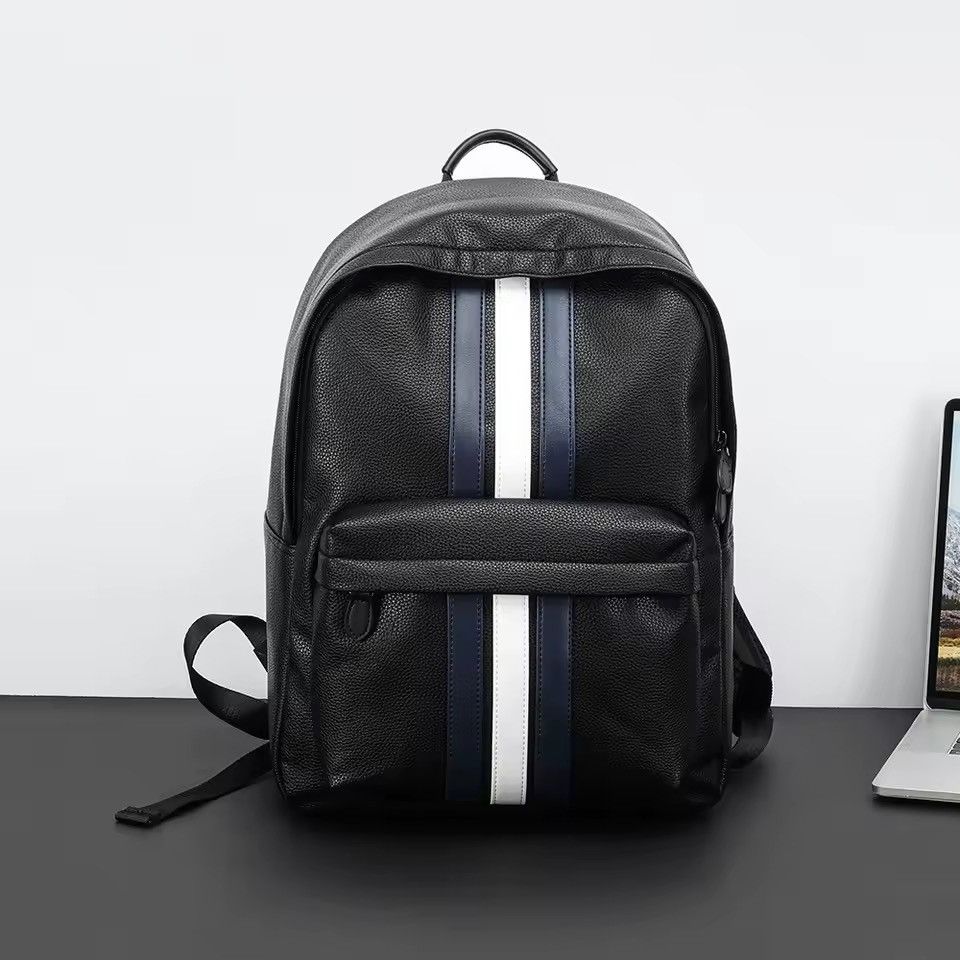Other Streetwear Casual Striped PU Leather Backpack Bag Size ONE SIZE - 1 Thumbnail
