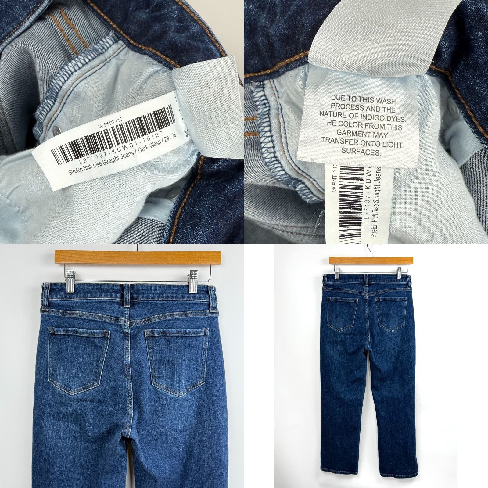 Quince Quince Jeans Womens 29 Stretch High Rise Straight Denim Dark Wash | 5-Pocket | Button Zip Closure | Cotton Blend | Inseam 25 in | Regular Fit | Blue Size 29" - 8 Thumbnail