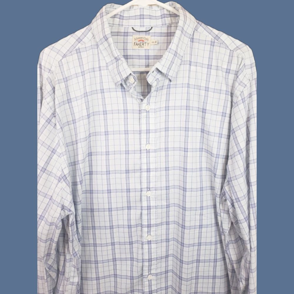 Faherty Faherty Button-Up Shirt Plaid Multicolor 100% Cotton Long Sleeve XL/XXL Regular Fit Mens Size US XXL / EU 58 / 5 - 1 Thumbnail