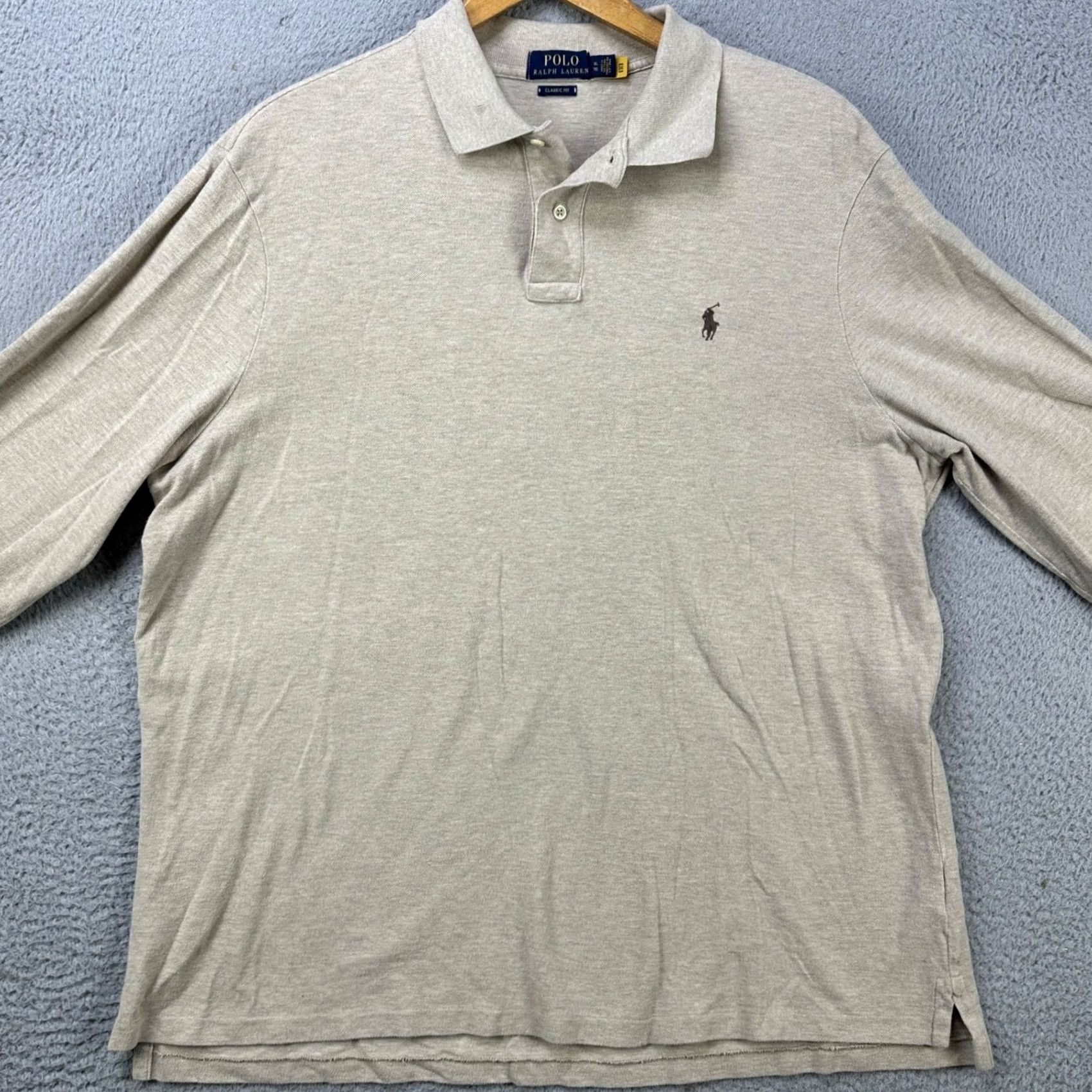 Polo Ralph Lauren VINTAGE Ralph Lauren Polo Shirt Mens XL Gray Long Sleeve Rugby Pony Casual Classic Fit Size US XL / EU 56 / 4 - 3 Thumbnail