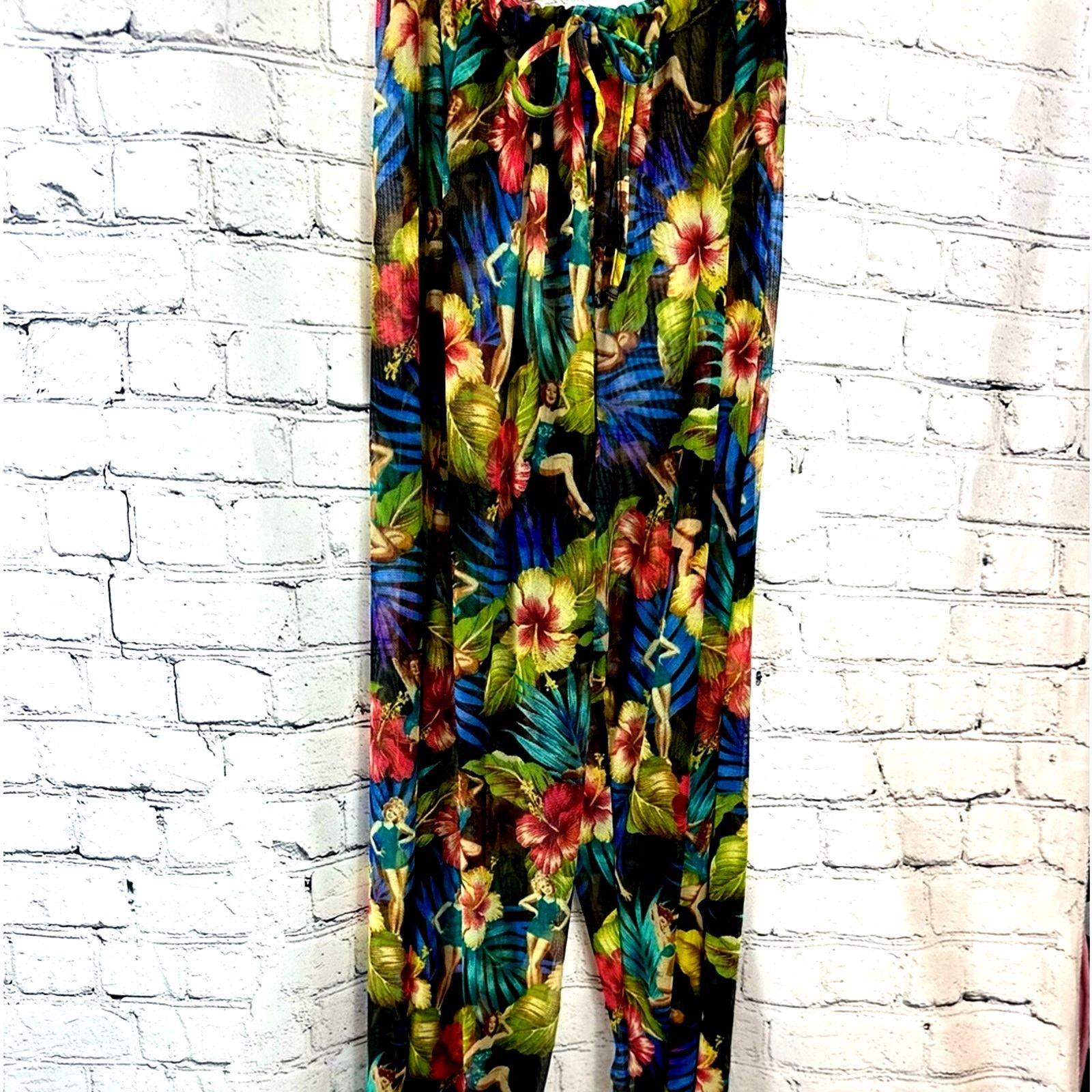 Other Kathy Ireland Sheer Drawstring Coverup Pants Pin Up Girl L Size 33" - 4 Thumbnail