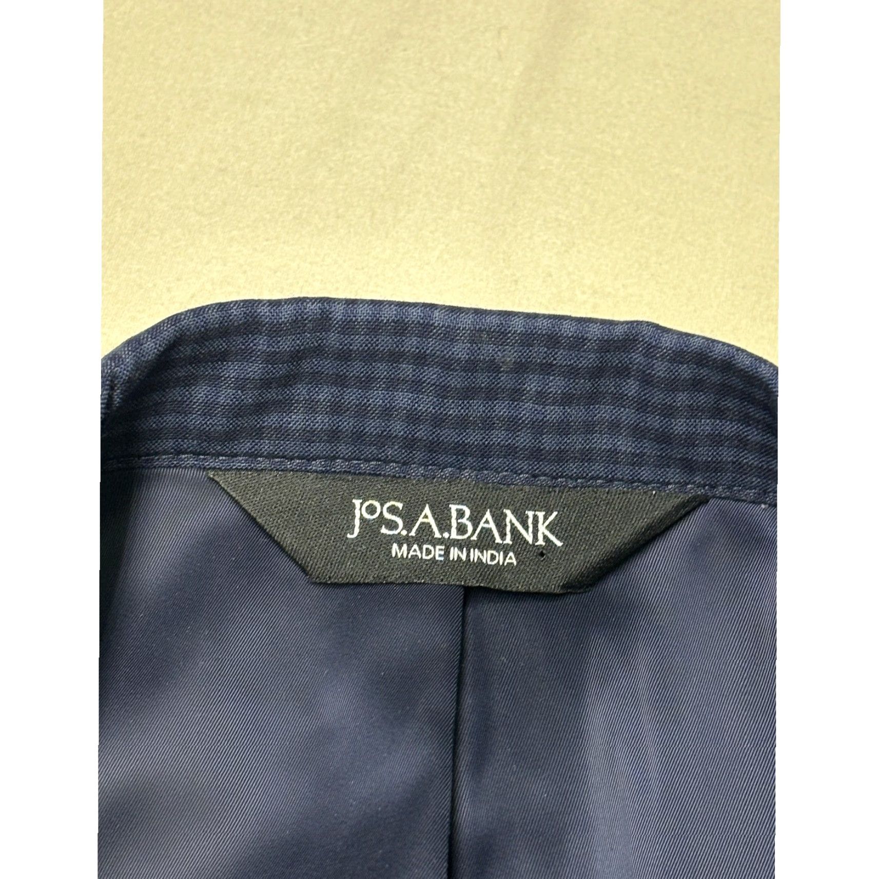 Vintage VINTAGE? No — JOS A BANK NavY Blue Check Traveler Wool Sport Coat Blazer, 40 Regular, Men, Suit Jacket Size 40R - 4 Thumbnail