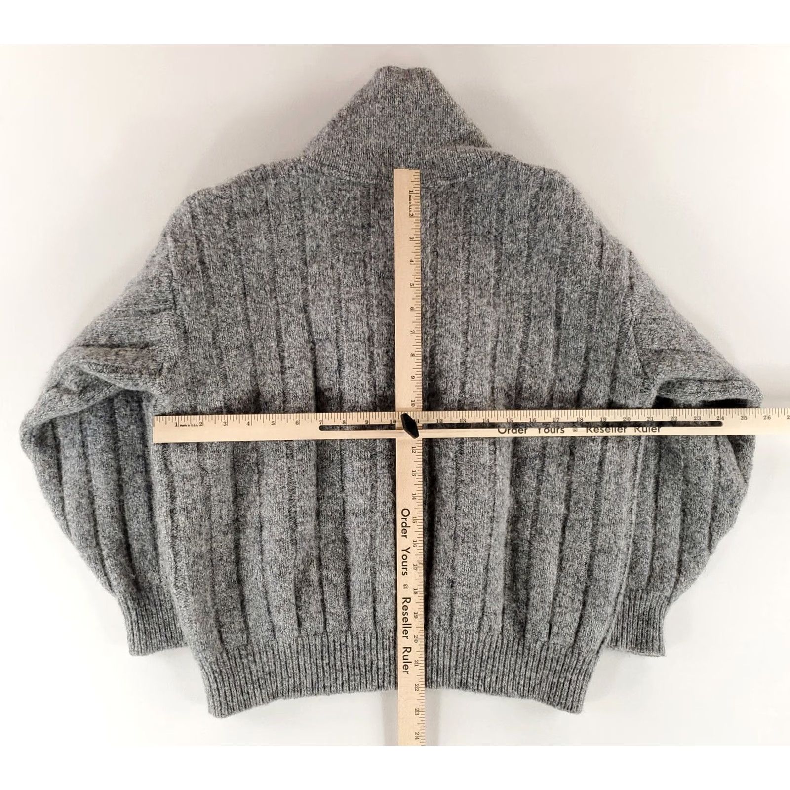 Lands' End Lands' End VTG Shawl Collar Wool Sweater Gray Ribbed Mens L 42-44 Size US L / EU 52-54 / 3 - 6 Thumbnail