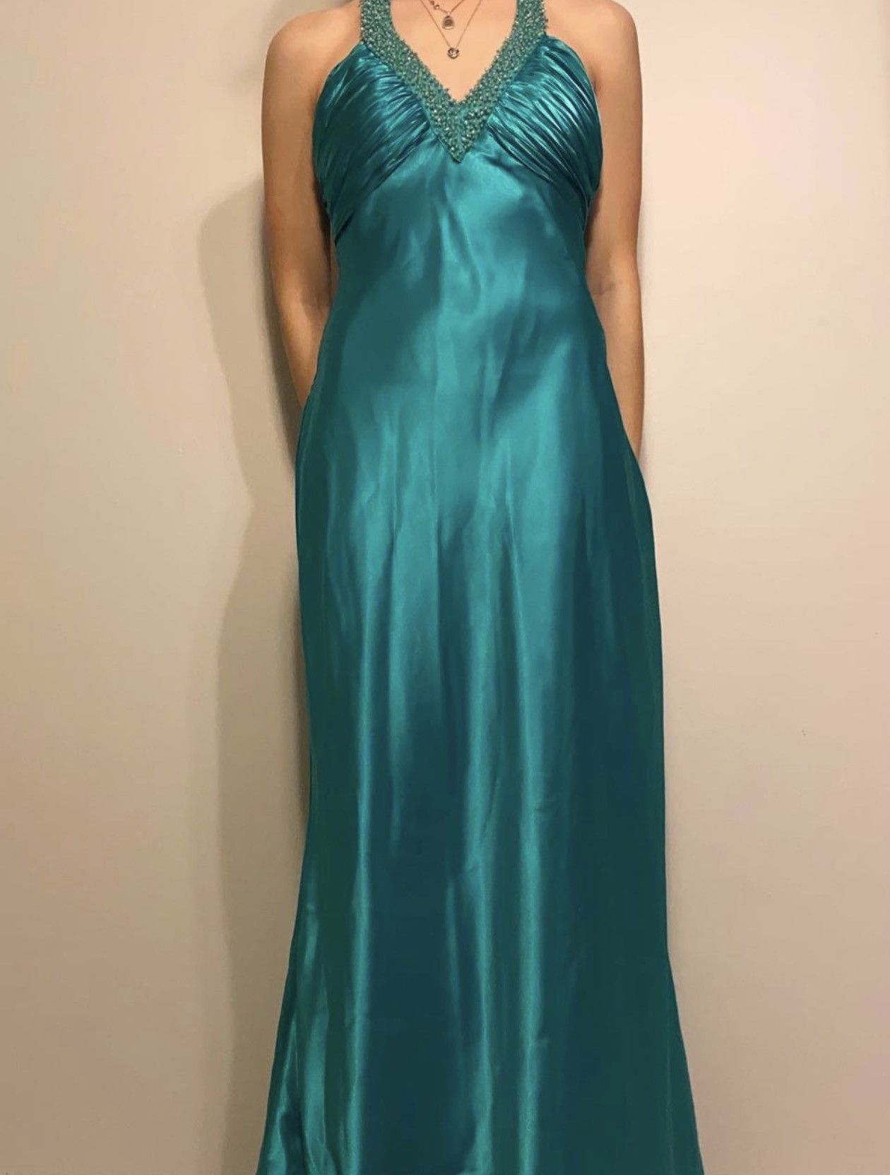 Other VINTAGE TEAL HALTER TOP MORGAN&CO FORMAL DRESS Size M / US 6-8 / IT 42-44 - 1 Thumbnail