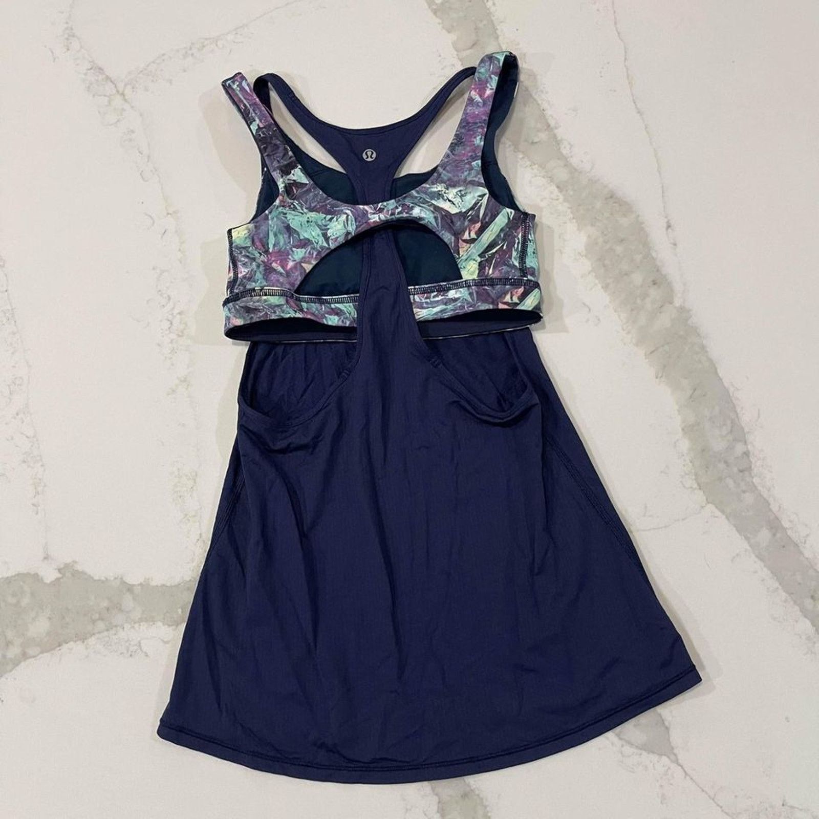 Lululemon Lululemon Support Tank Navy Multi Workout Bra Top Women's 2 Size XS / US 0-2 / IT 36-38 - 3 Thumbnail
