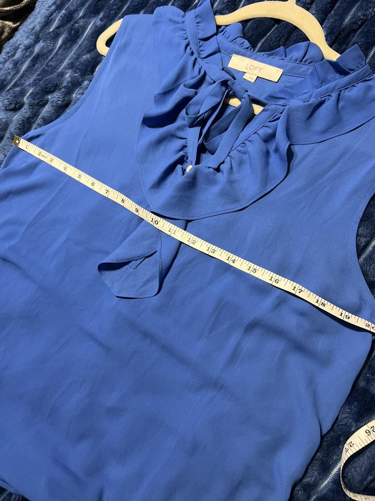 Other LOFT Royal Blue Sleeveless Ruffle Blouse Size Large Size L / US 10 / IT 46 - 6 Thumbnail