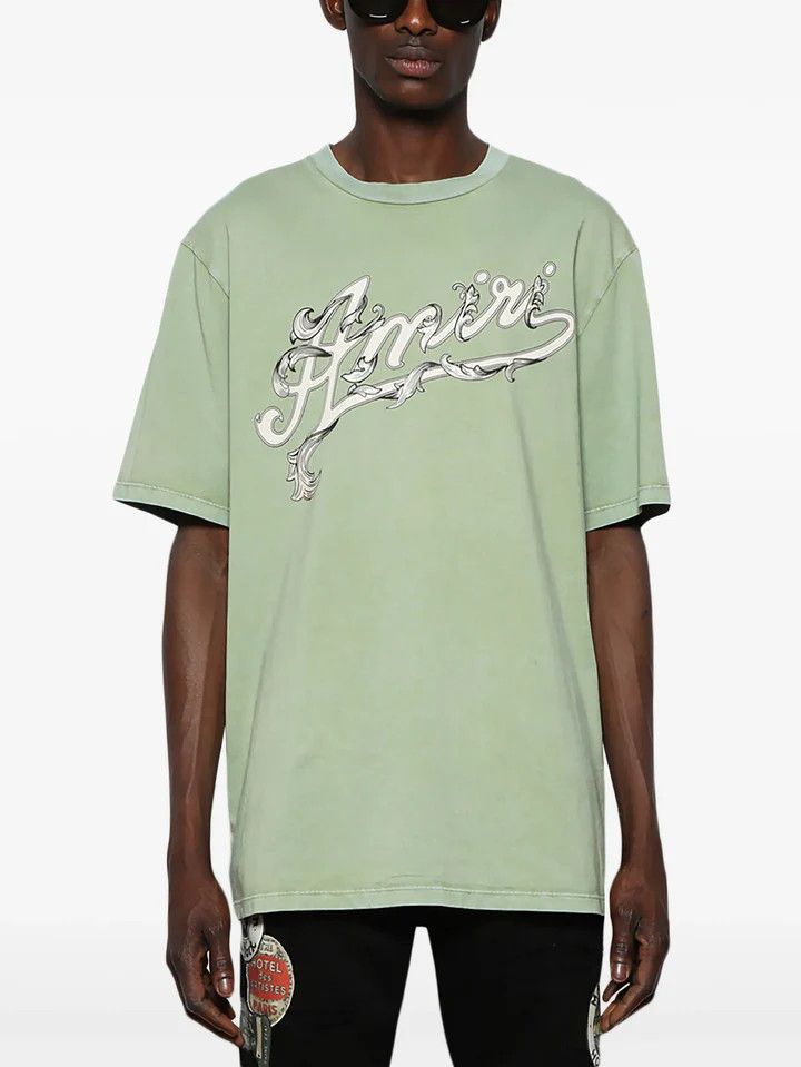 Amiri o1s1wg110425 Filigree Short Sleeve T-Shirt in Green Size US XL / EU 56 / 4 - 5 Thumbnail