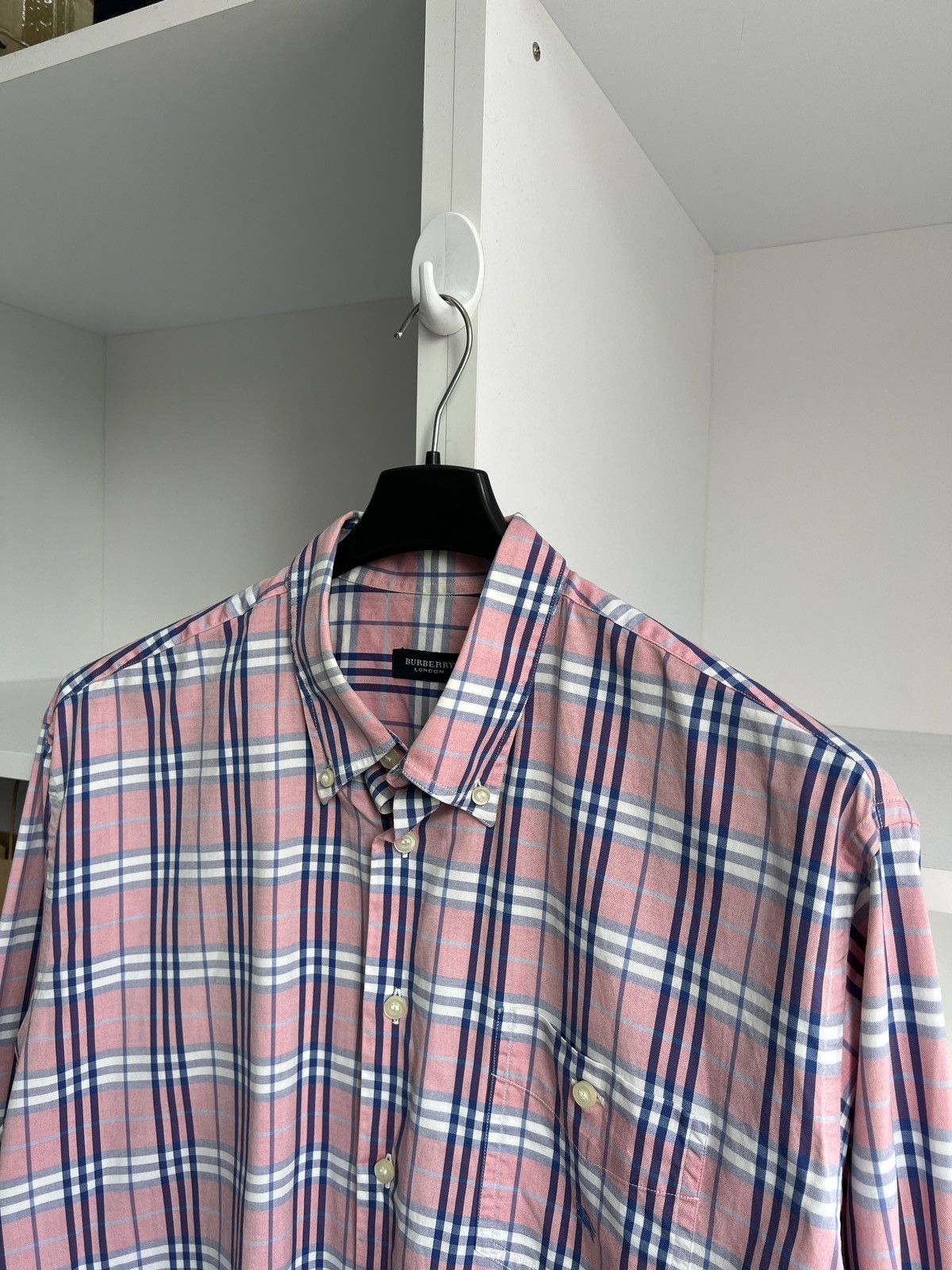Burberry × Vintage VintageBurberry Check Button-Down Shirt Pink Checked Size US L / EU 52-54 / 3 - 9 Thumbnail