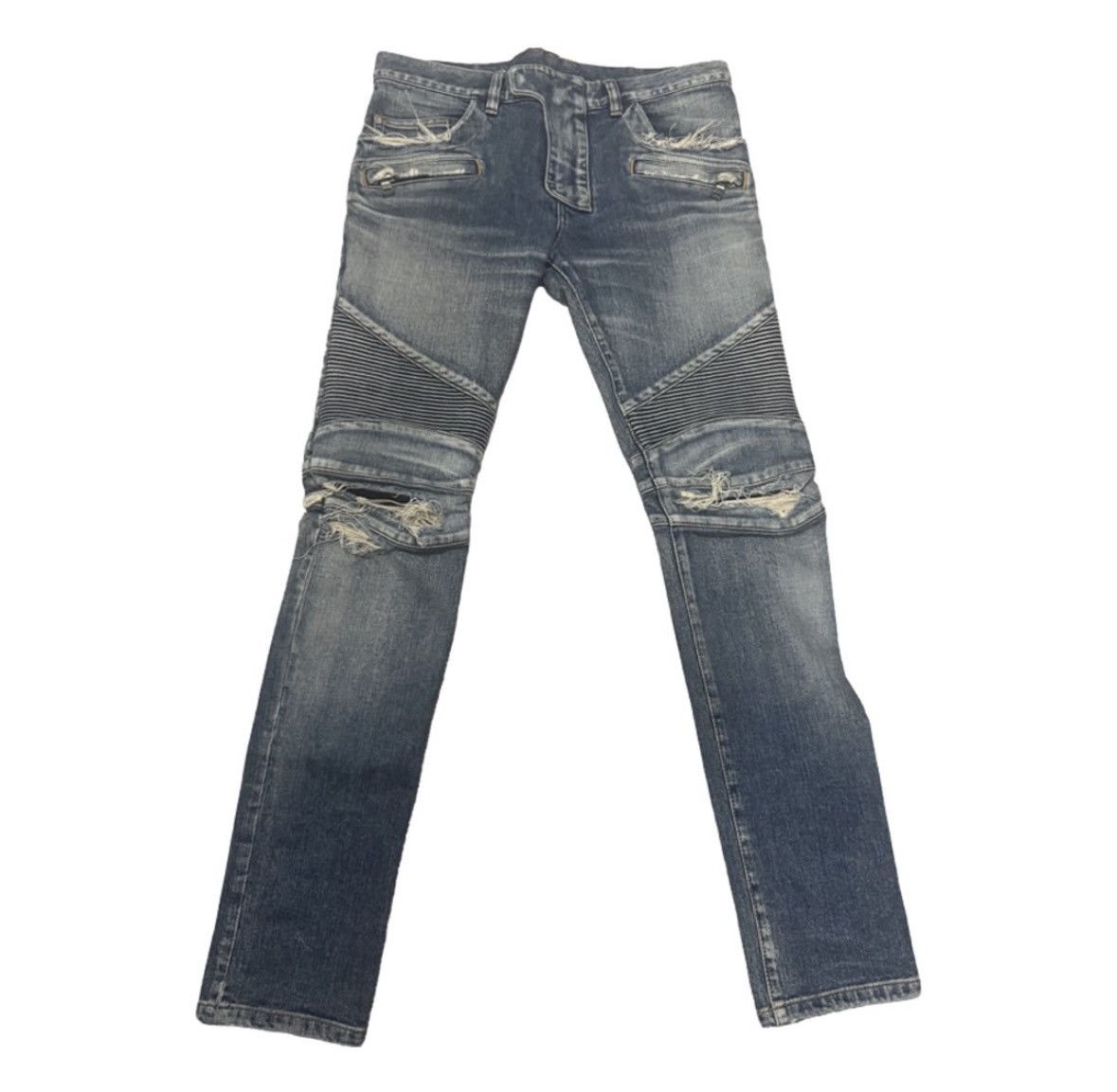 Balmain Balmain Distressed Mudwash Biker Jeans Size US 30 / EU 46 - 1 Thumbnail