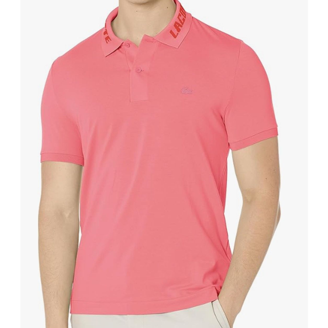 Lacoste Lacoste Men's Short Sleeve Branded Collar Polo Pink 3XL Size US XXL / EU 58 / 5 - 1 Thumbnail