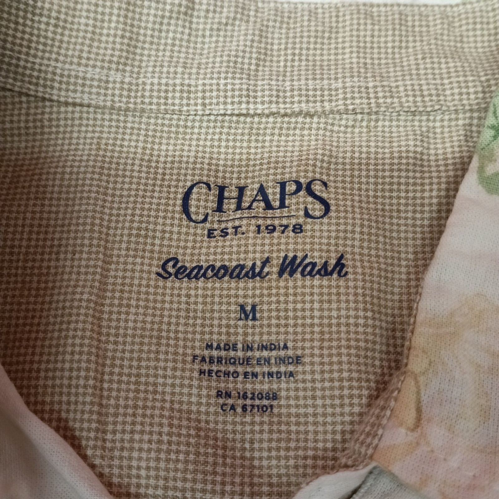 Chaps Chaps Seacoast Wash Linen Woven Shirt Men's M Pale Khaki Size US M / EU 48-50 / 2 - 3 Thumbnail