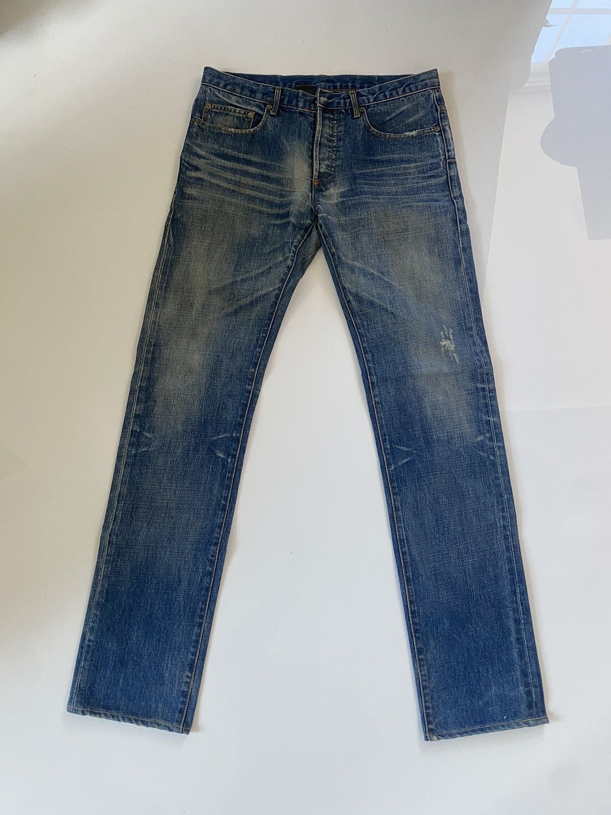 Image of Dior x Hedi Slimane Fw03 Luster Claw Mark Jeans 46 in Blue, Men's (Size 30)