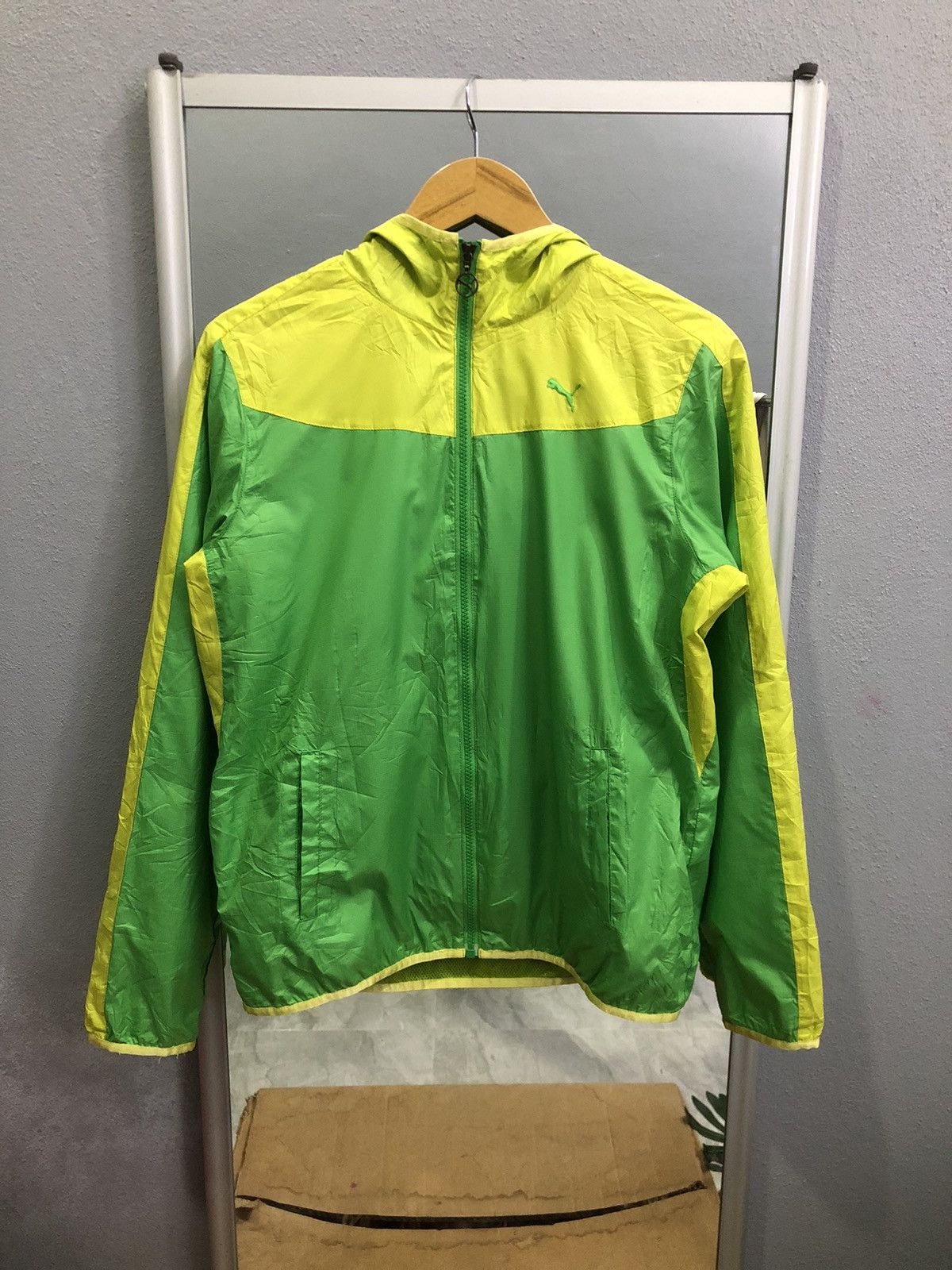 Puma Puma Neon Green / Yellow Windbreaker Jacket Size US S / EU 44-46 / 1 - 1 Thumbnail