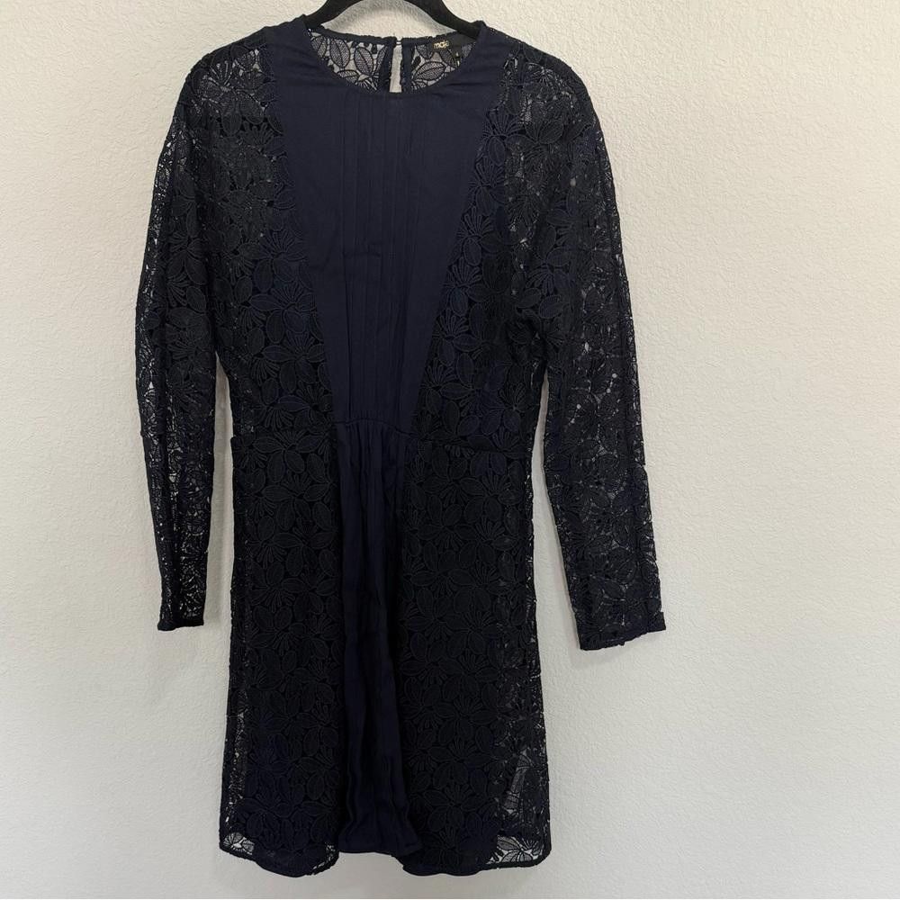 Other Maje Repine Marine Navy Blue Lace Crepe Dress size XL NEW Size XL / US 12-14 / IT 48-50 - 5 Thumbnail